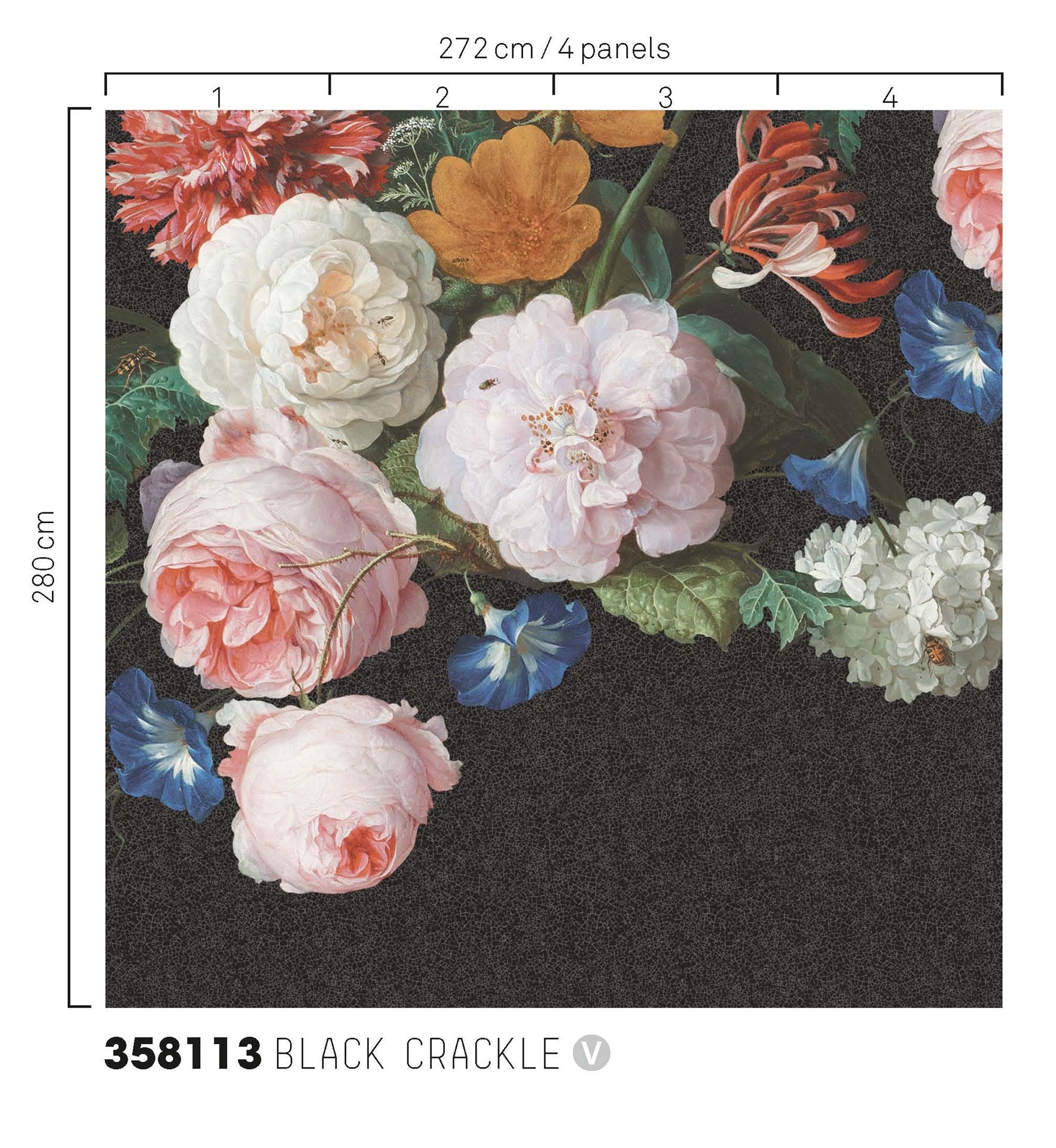 EIJFFINGER Masterpiece 358113 - Afbeelding 3 - Multi, Zwart / Grijs, Klassiek, Bloemen