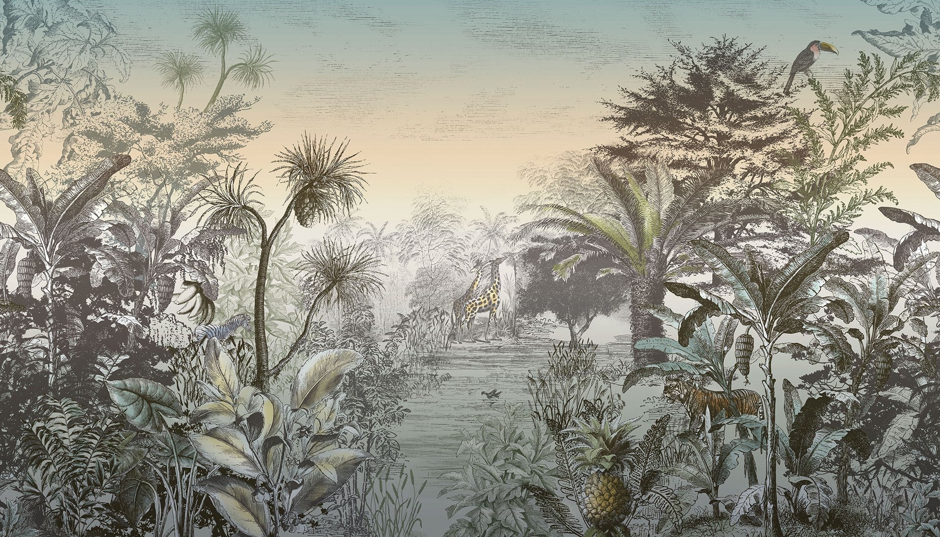 EIJFFINGER Skin 300612 - Afbeelding 1 - Multi, Blauw, Zwart / Grijs, Landelijk, Etnisch, Stoer, Industrieel, Dieren, Natuurlijk