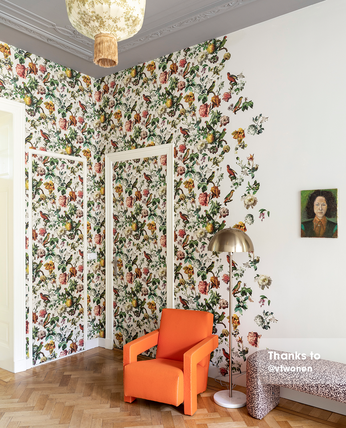 EIJFFINGER Museum 307301 - Afbeelding 3 - Wit, Retro, Vintage, Romantisch, Klassiek, Vogels, Bloemen, Bladeren