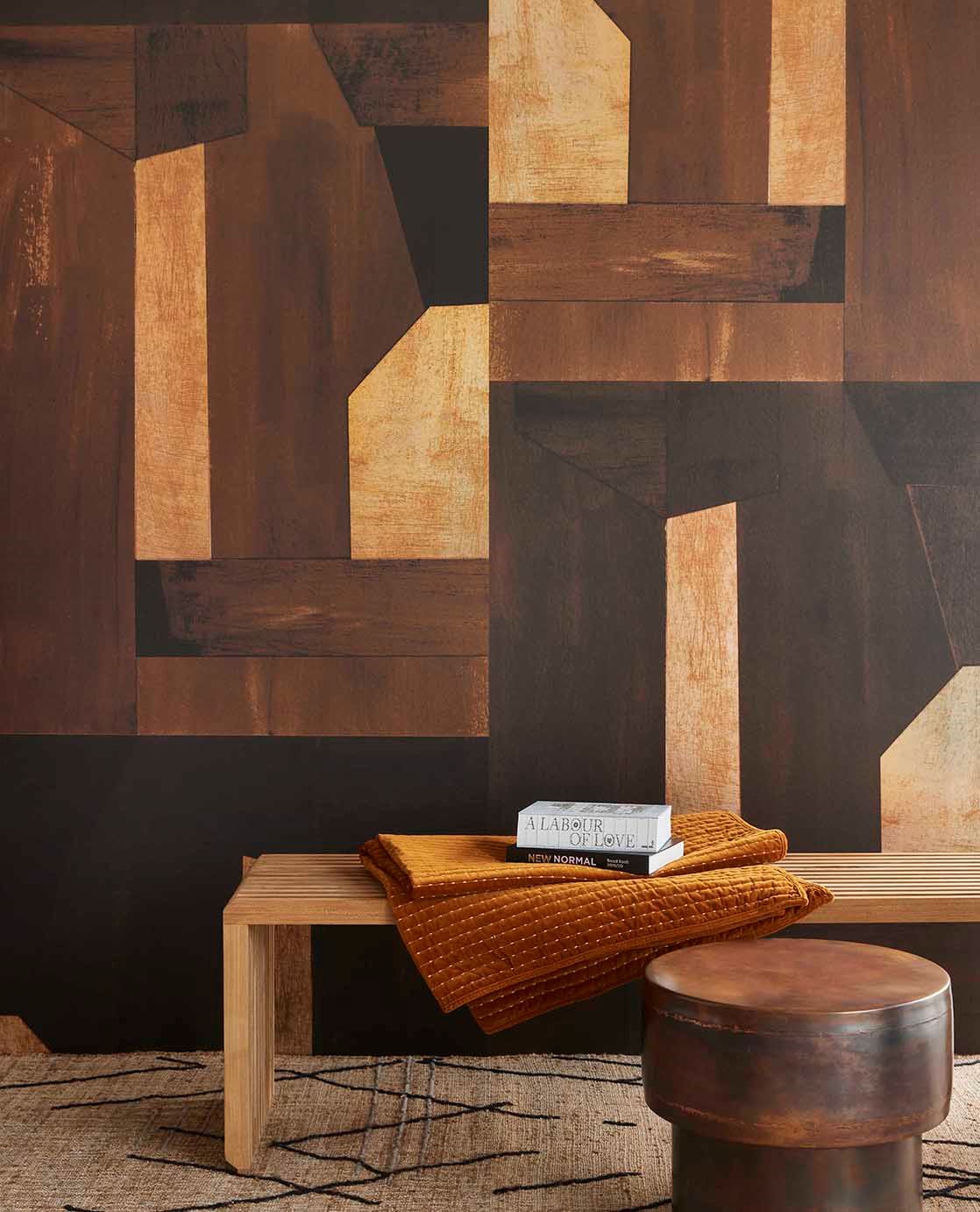 Eijffinger REVIVE behang 333677 Naturel, Zwart / Grijs, Goud, Oranje, Metallic - afbeelding 2