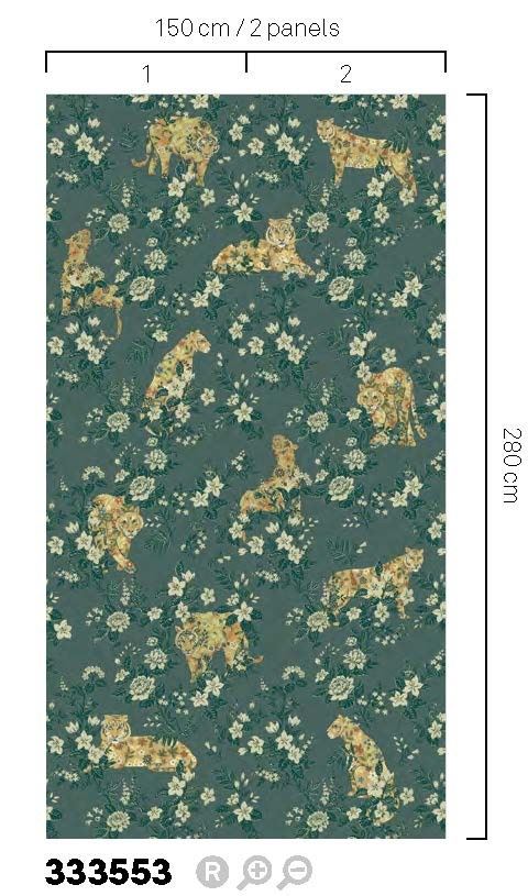 Eijffinger FESTIVAL behang 333553 Groen, Goud, Naturel, Blauw, Geel, Oranje - afbeelding 3