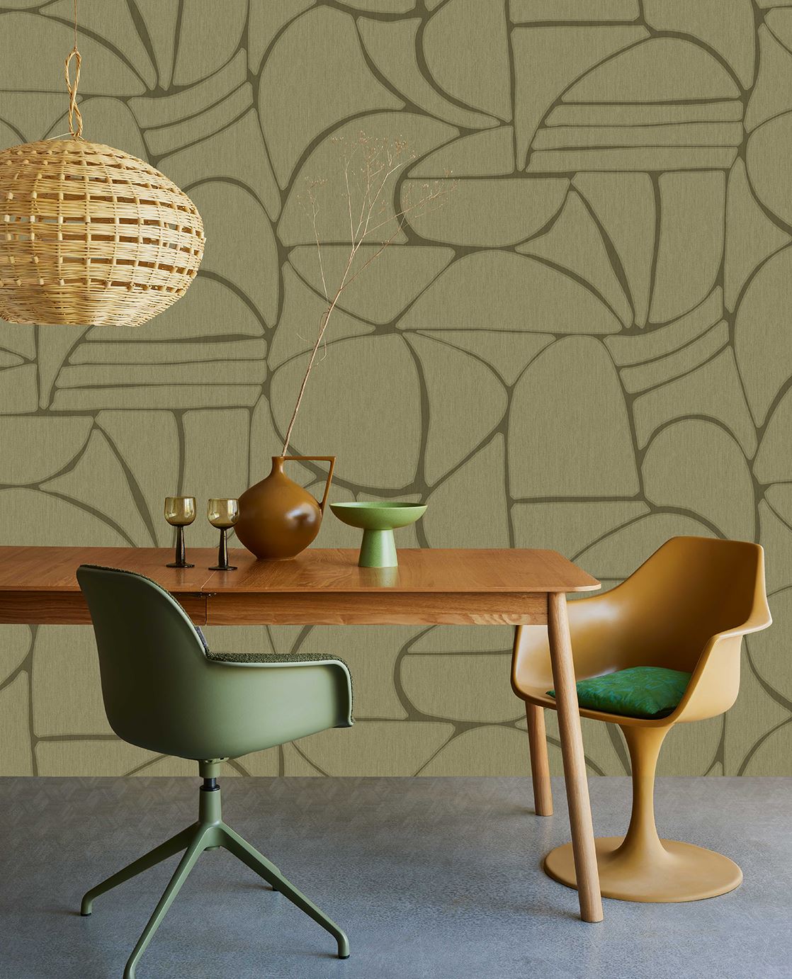 Eijffinger SOLANGE behang 340282 Groen, Goud, Zwart / Grijs, Geel - afbeelding 2