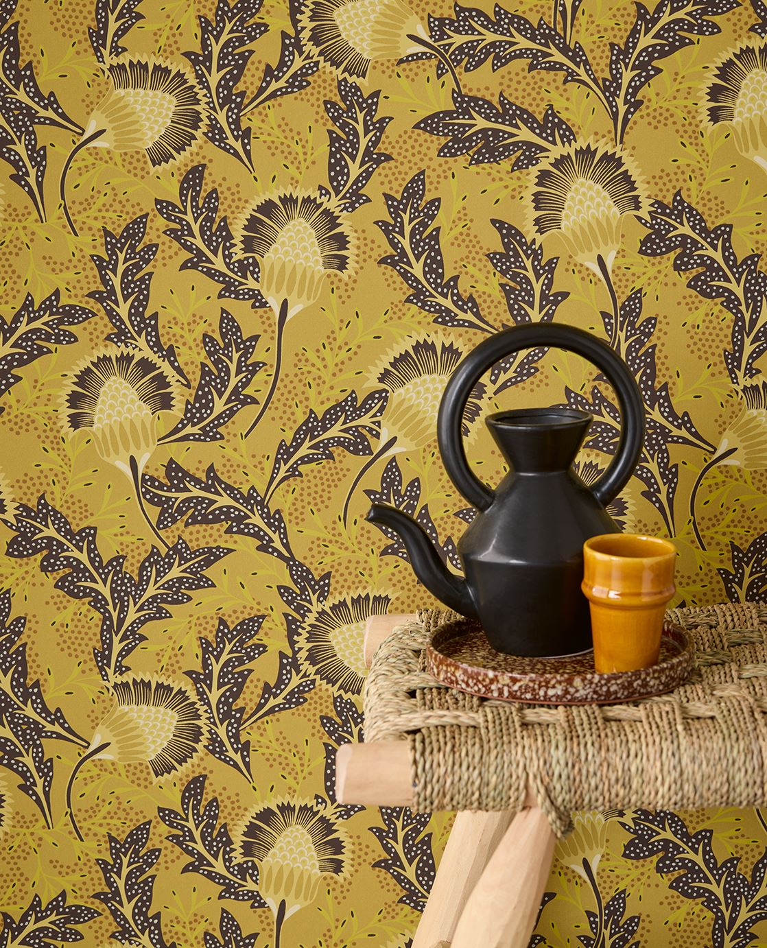 Eijffinger SOLANGE behang 340212 Geel, Goud, Zwart / Grijs, Naturel, Rood, Oranje - afbeelding 3