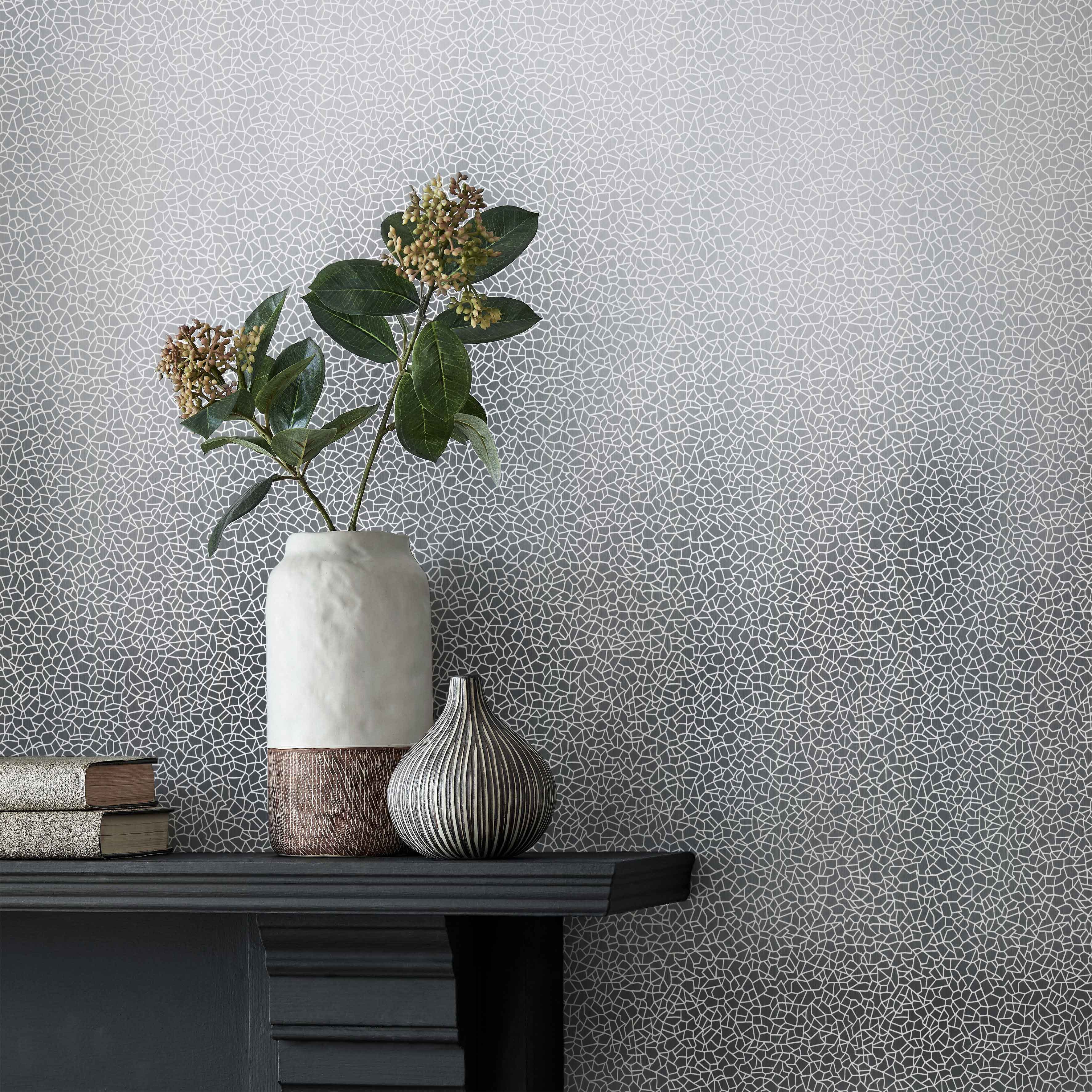 1838 Wallcoverings Kew Foil Silver Metallic Luxury Behang 1601-107-06
