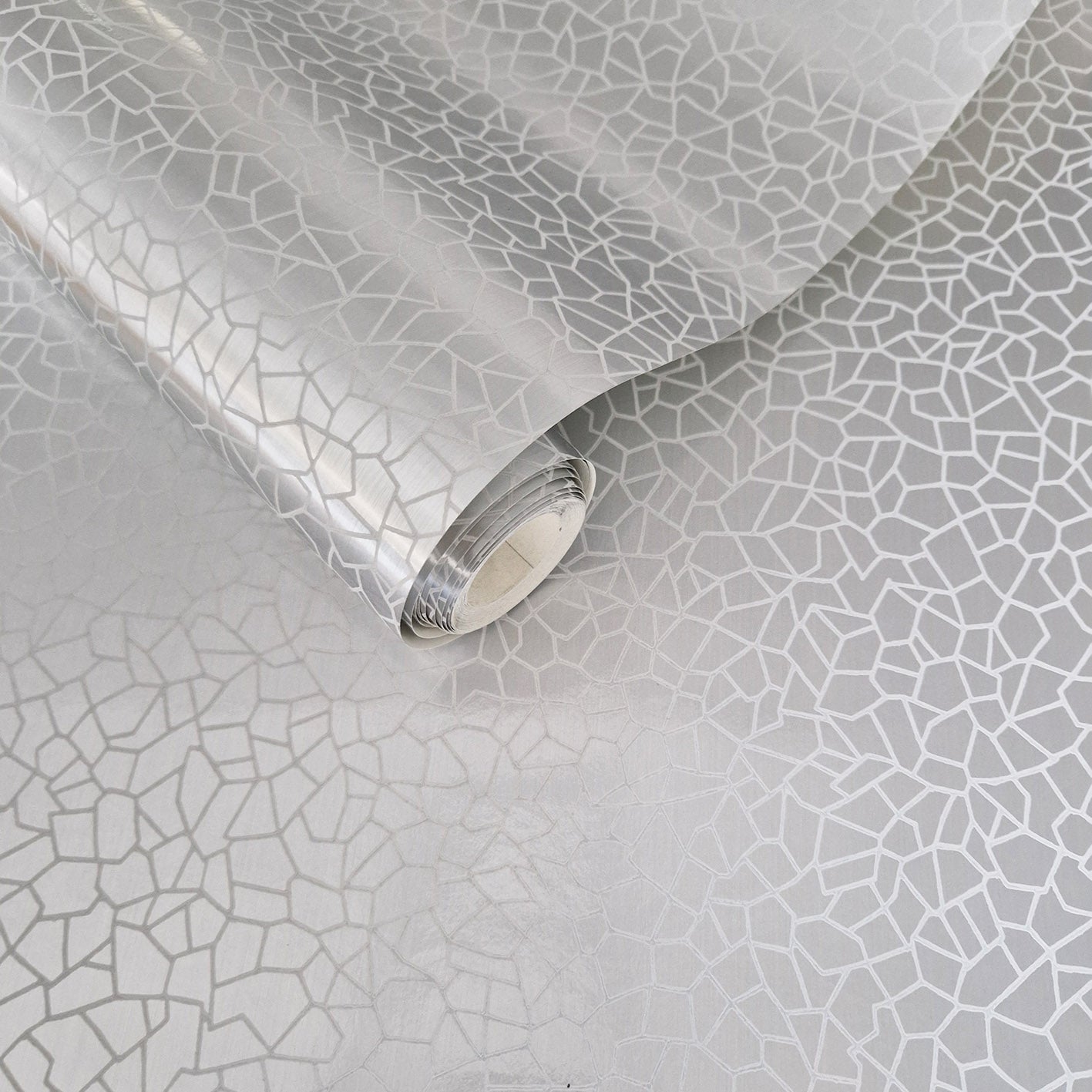 1838 Wallcoverings Kew Foil Silver Metallic Luxury Behang 1601-107-06