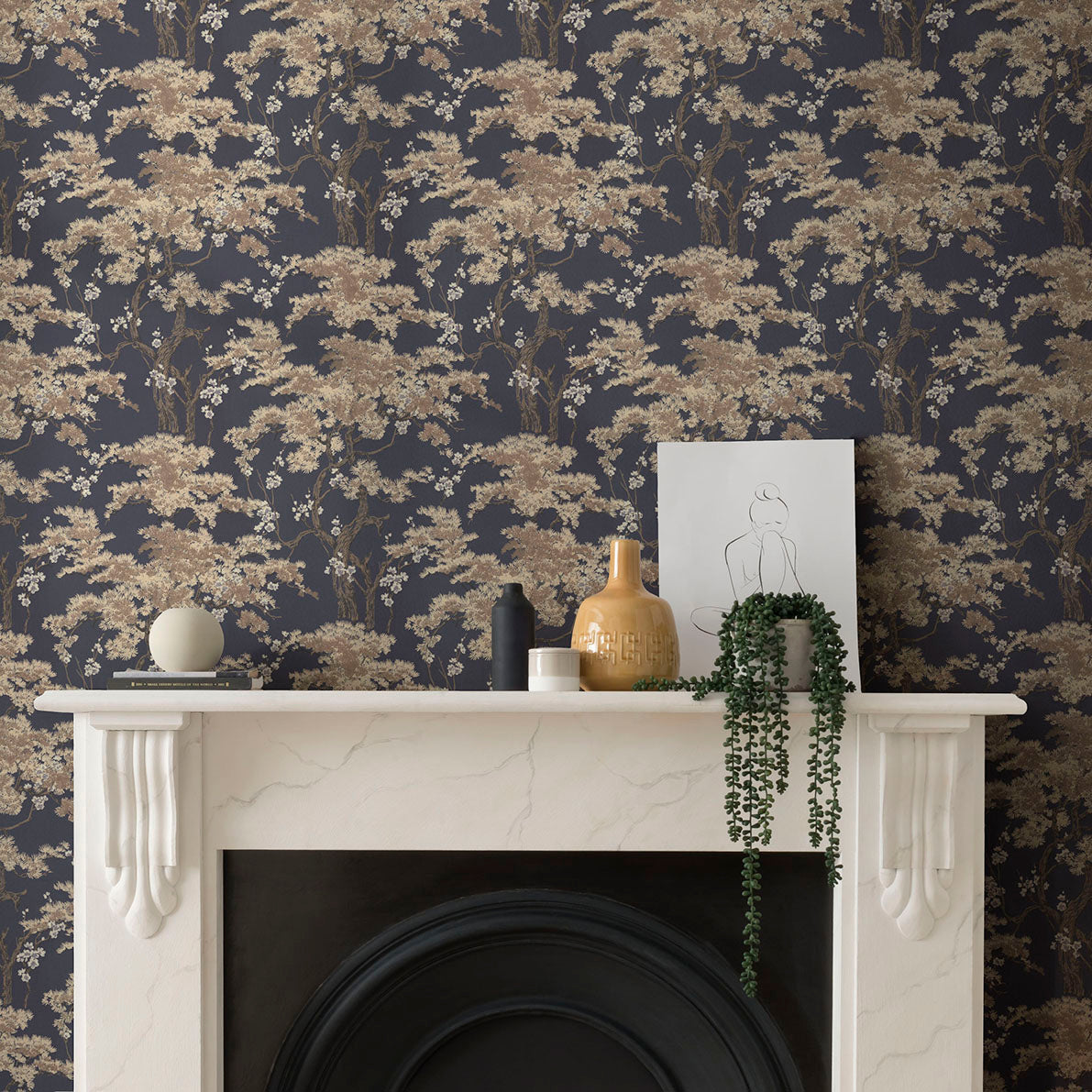 1838 Wallcoverings Harewood Behang 1602-100-05 - Navy Blue