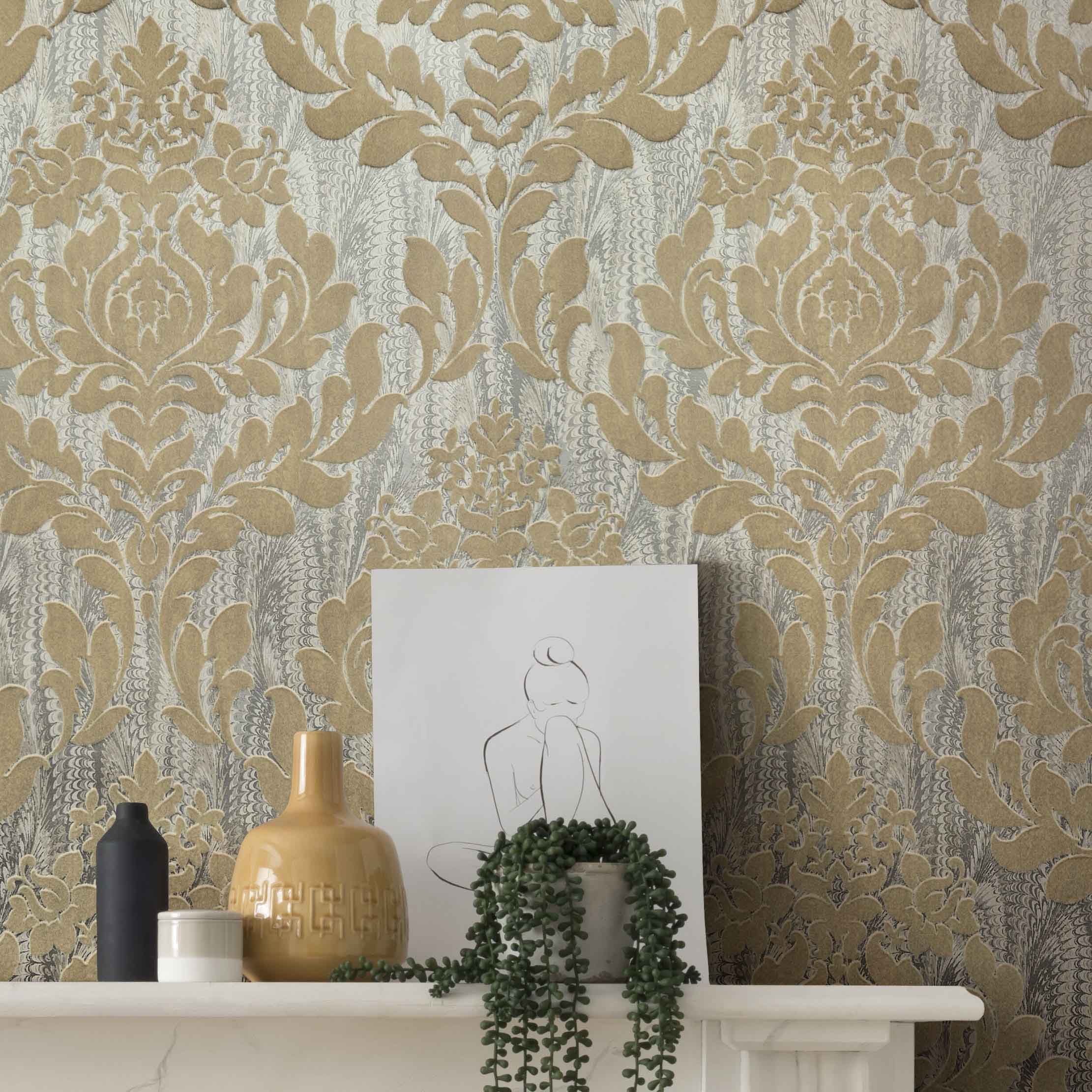 1838 Wallcoverings Faversham Behang 1602-101-01 - Natural Gold