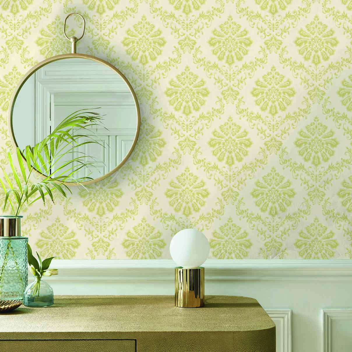 1838 Wallcoverings Broughton Behang 1602-104-05 - Lime Green