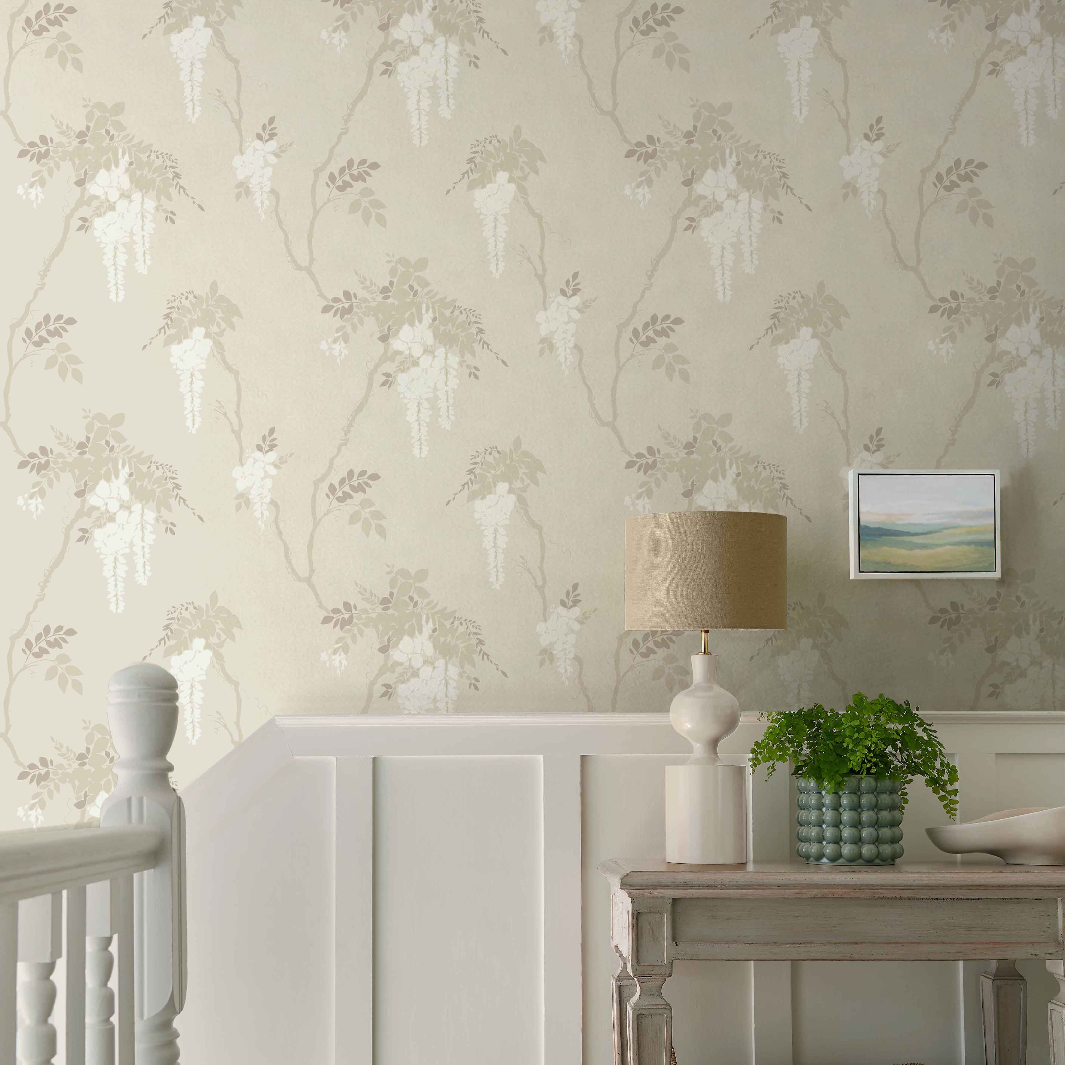 1838 Wallcoverings Leonora Behang 1703-109-01 - Ivory Neutral