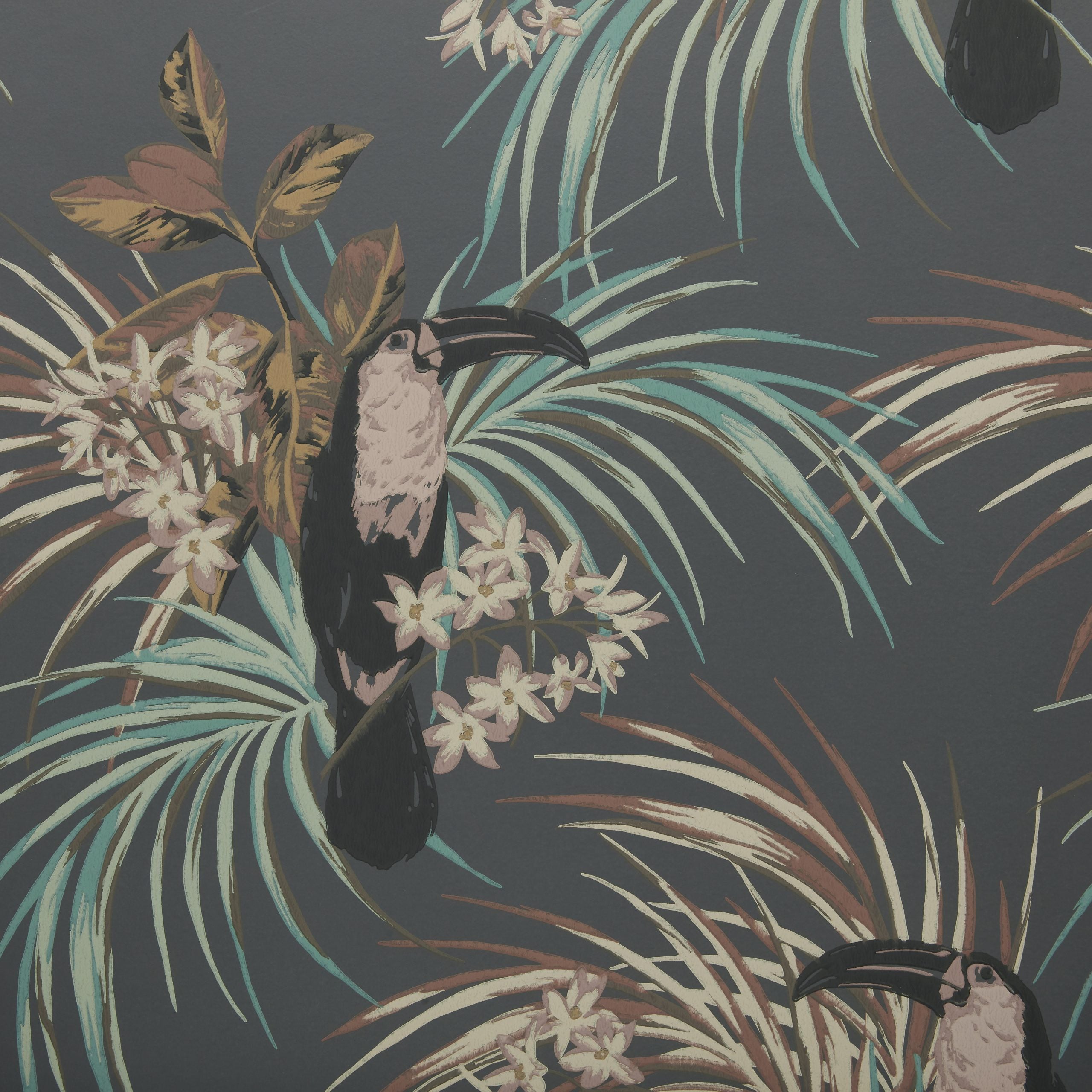 1838 Wallcoverings Le Toucan Behang 1907-135-05 - Charcoal Black