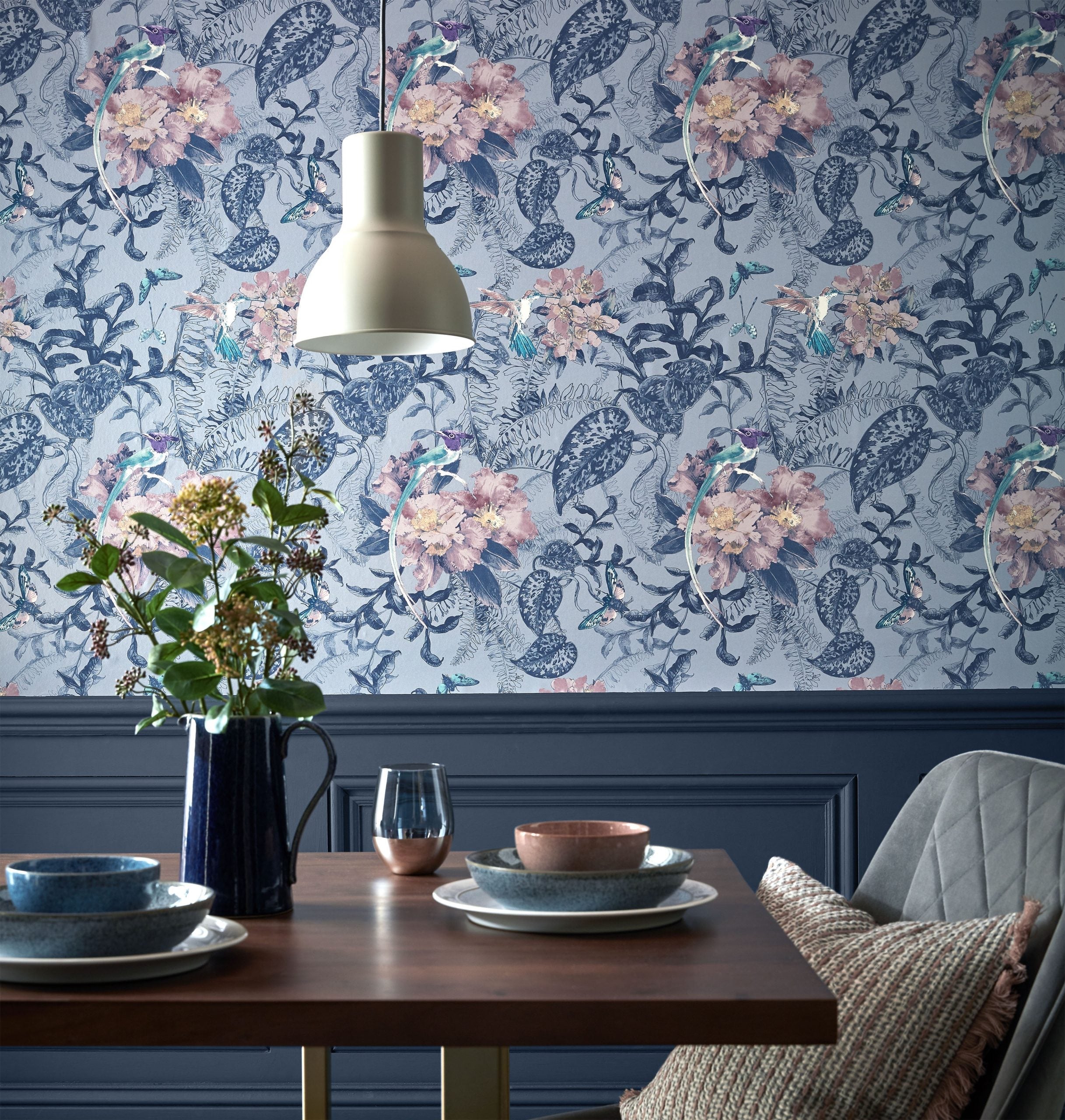 1838 Wallcoverings Hedgerow Behang 2008-144-03 - Blue Dusk