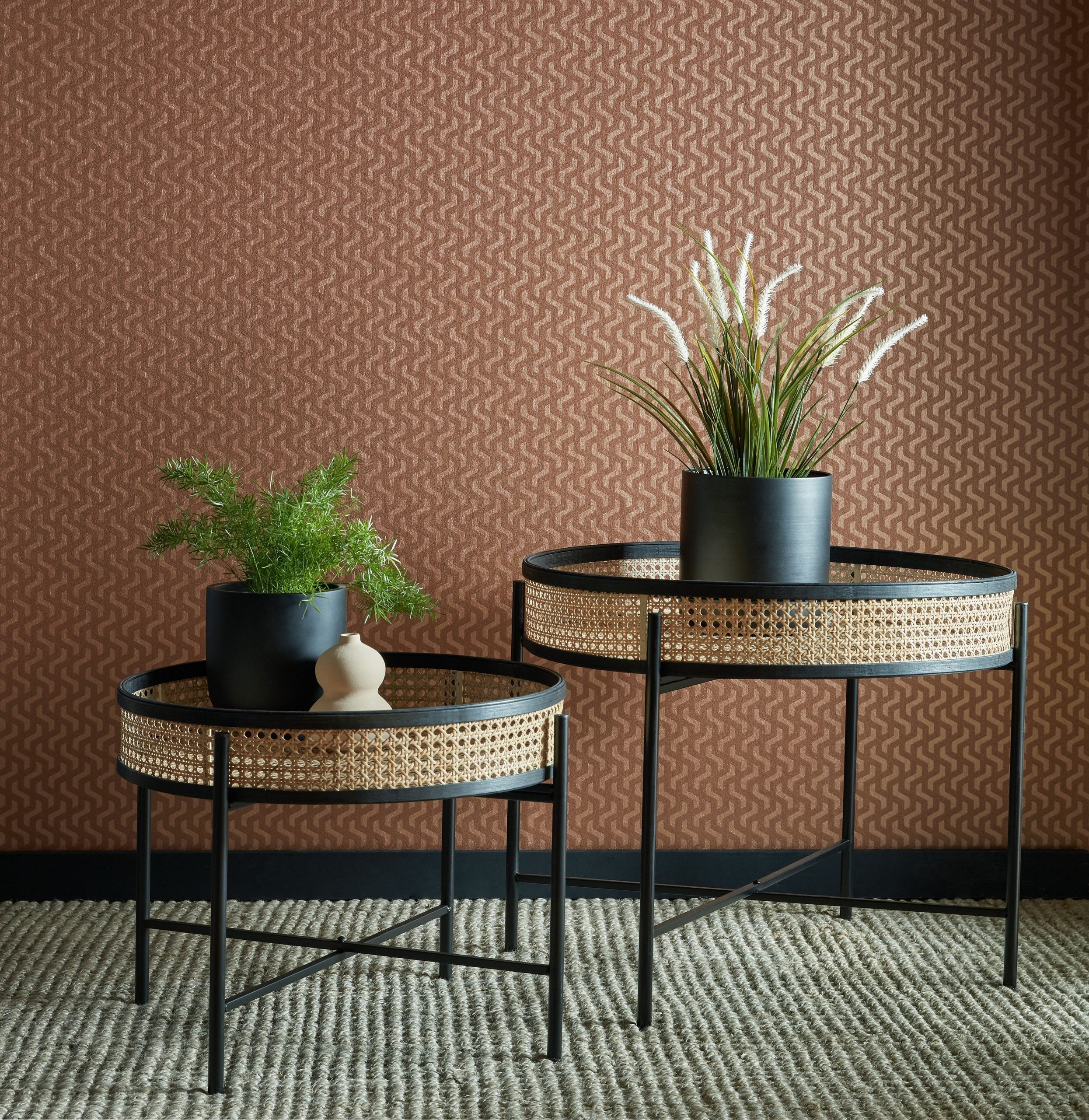 1838 Wallcoverings Rattan Behang 2008-147-02 - Burnt Orange