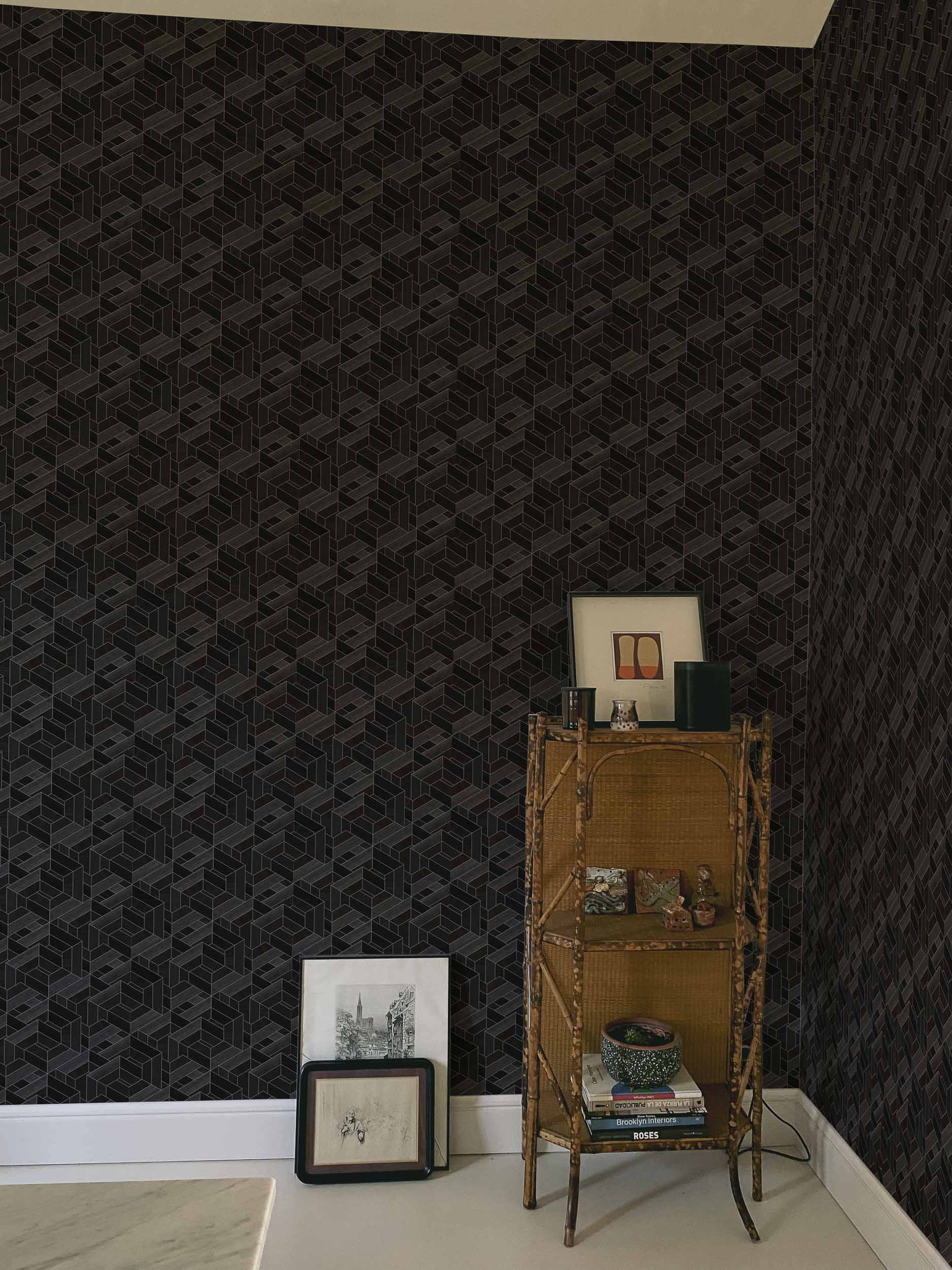 Coordonné Woodcraft Hexagon behang A00445 sfeer afbeelding 2