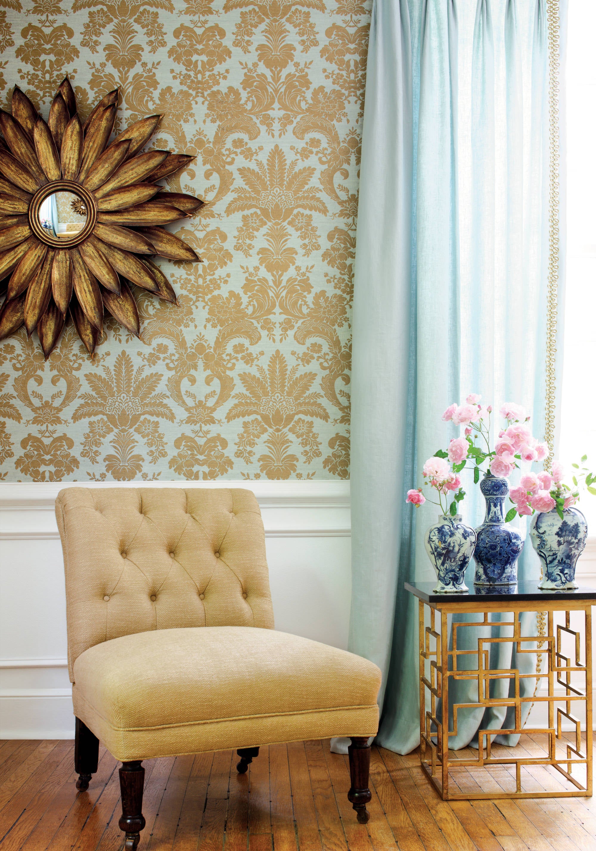 Thibaut Grasscloth Resource 2 West Indies Damask Behang T3629 - sfeerbeeld