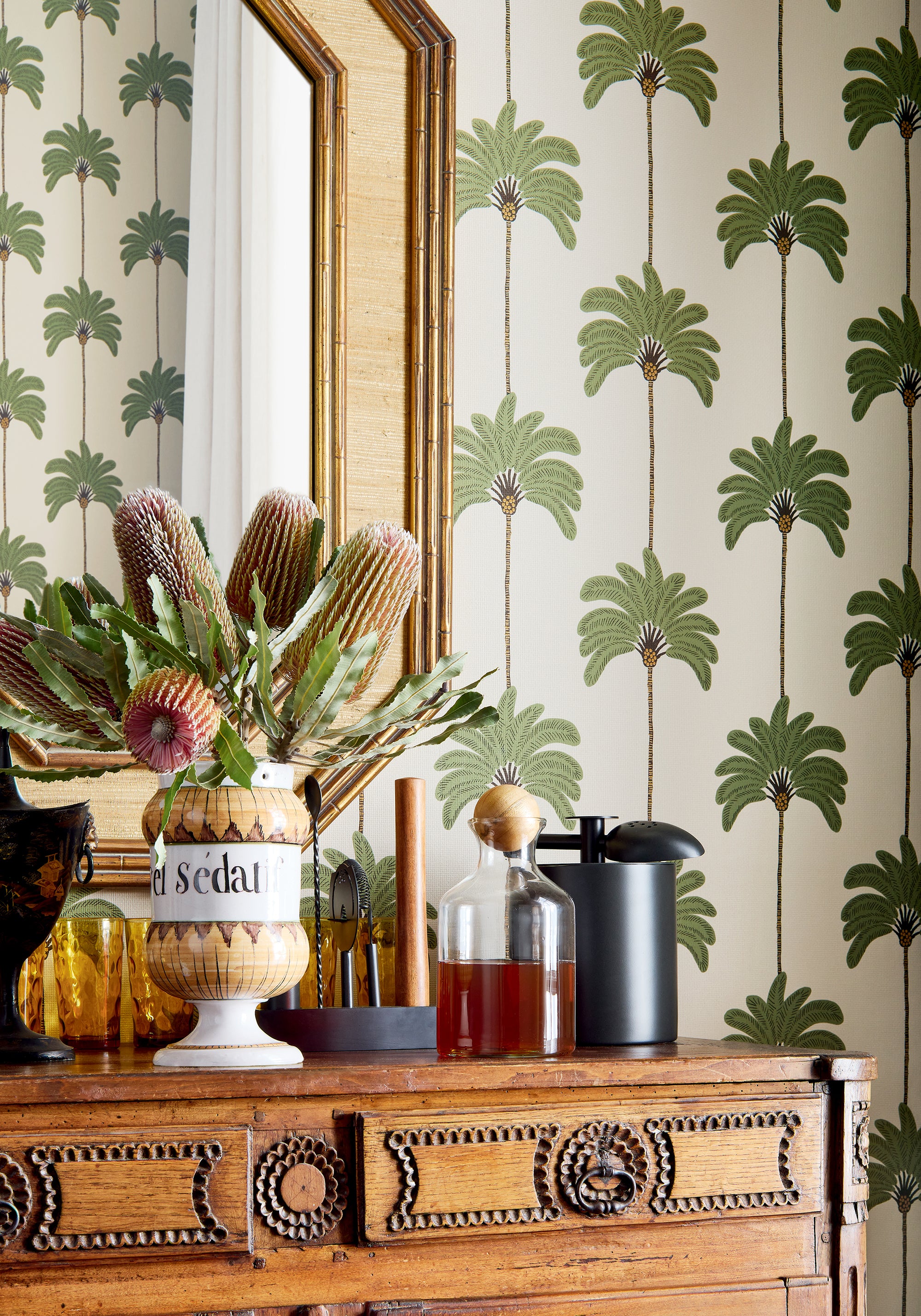 Thibaut Palm Grove Sunset Boulevard Behang T13945 - sfeerbeeld