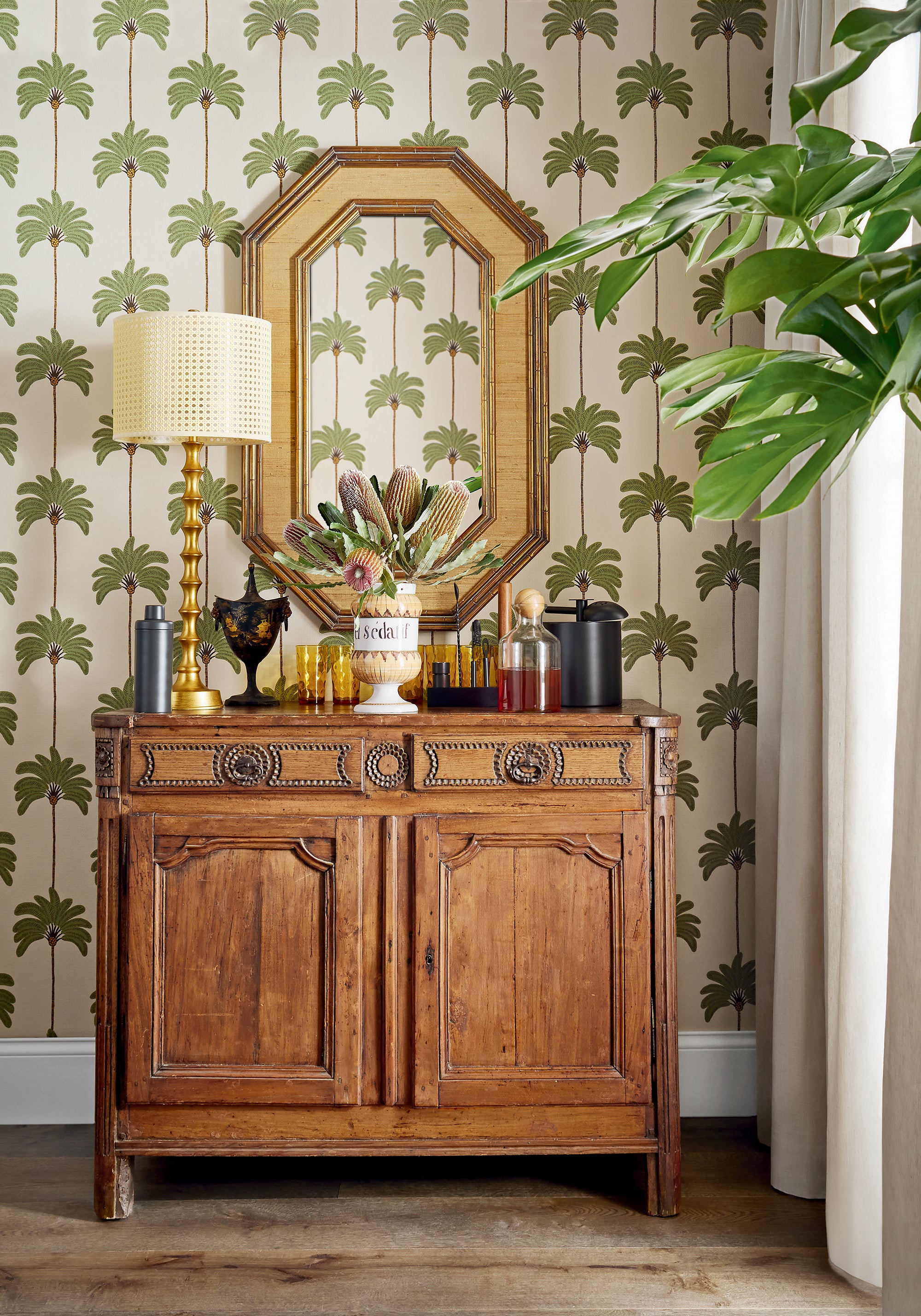 Thibaut Palm Grove Sunset Boulevard Behang T13945 - sfeerbeeld