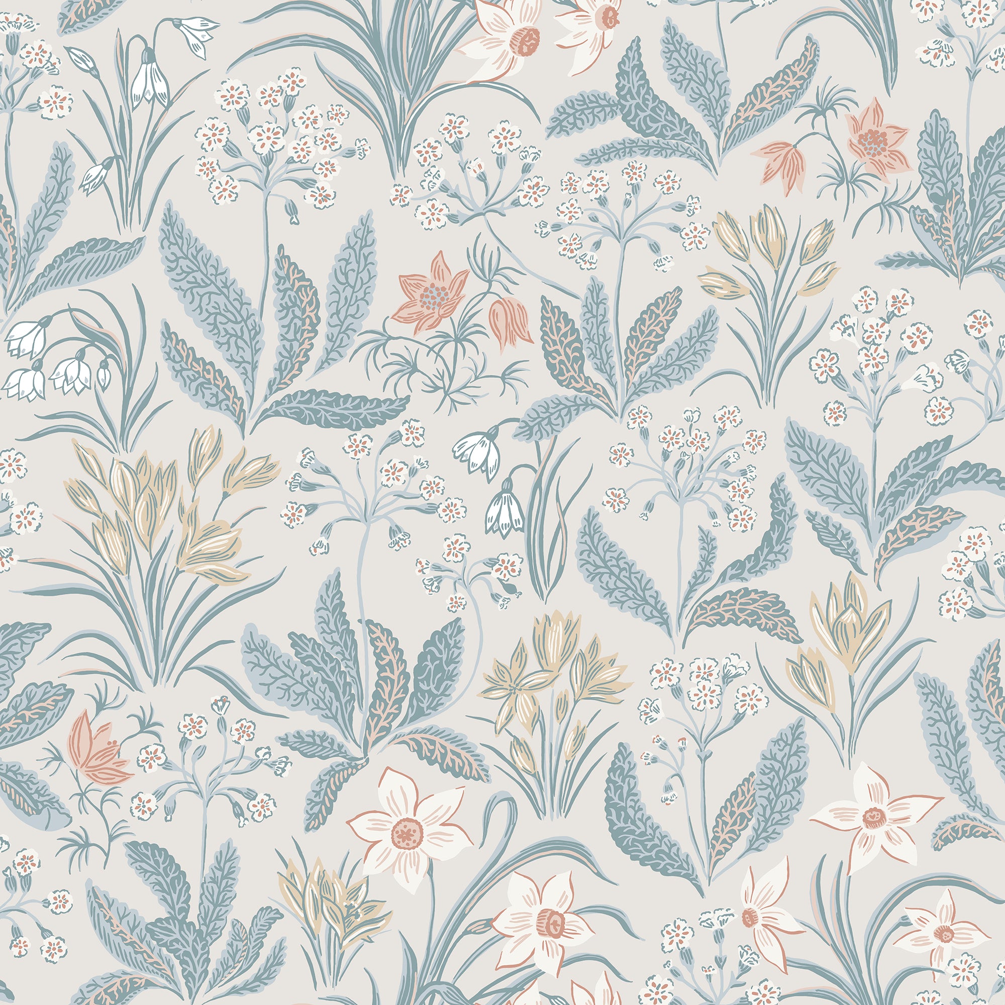 Sandberg Huset i Solen Behang S10159 - Folklore Blue