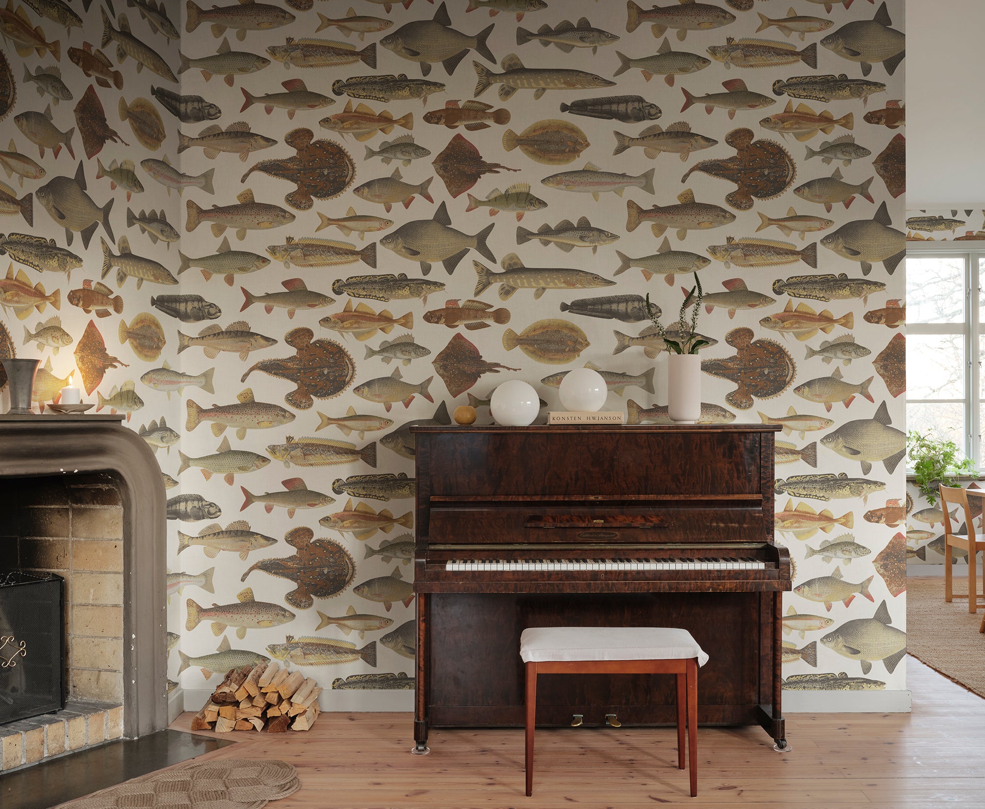 Sandberg Scandinavian Fish Behang S10728 - Beige