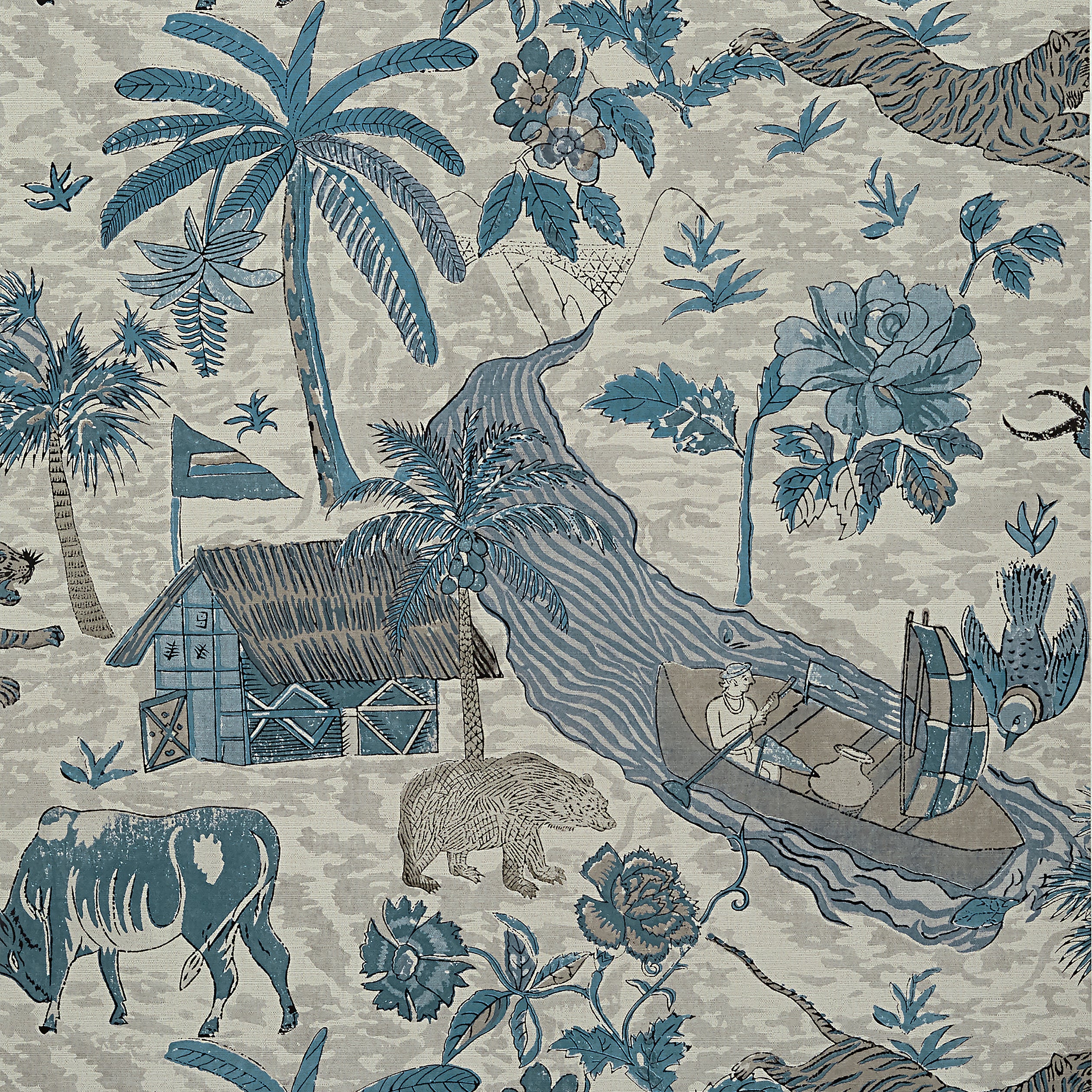 Thibaut Tiger Reserve Behang T10231 - Slate Blue