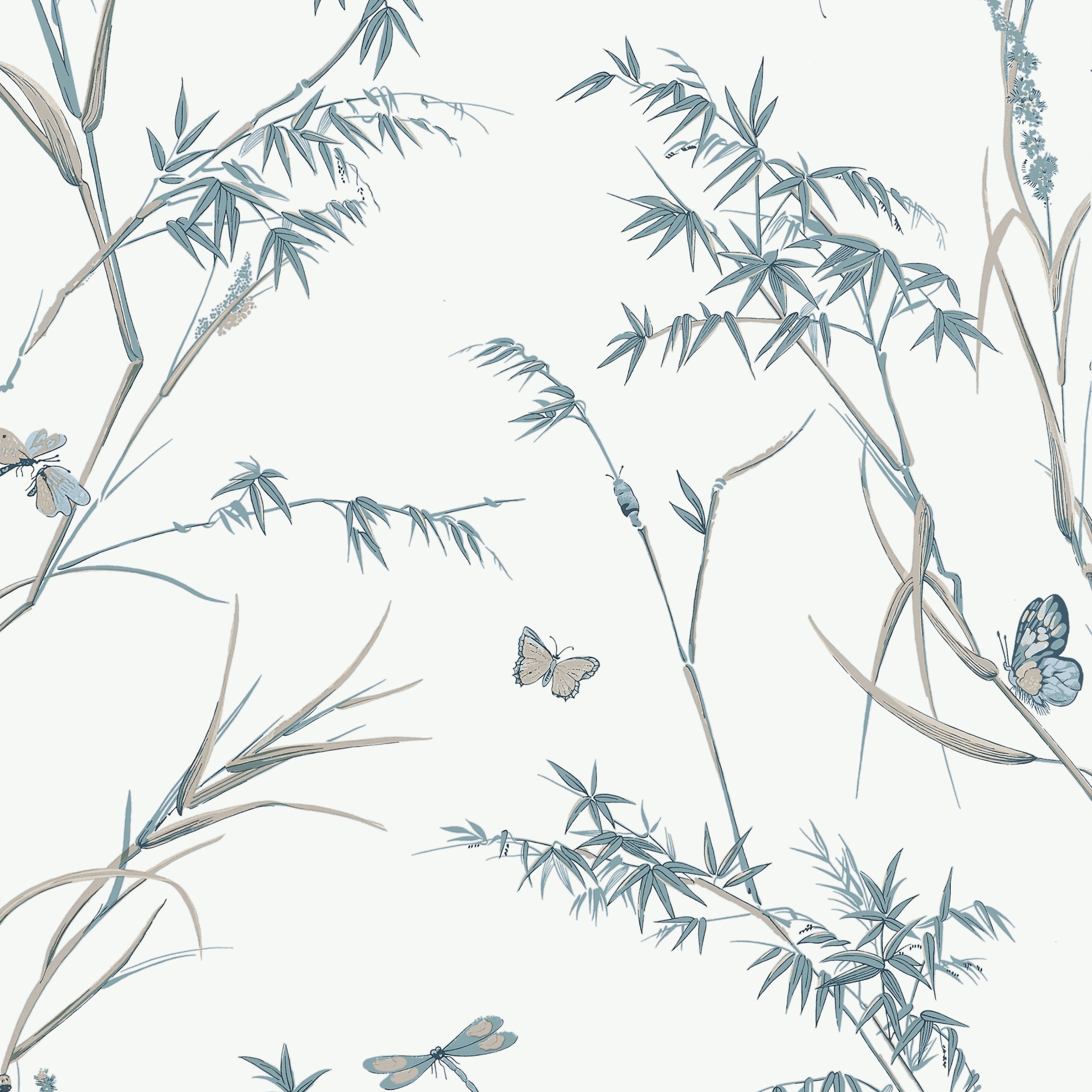 Thibaut Virginia Behang T10529 - Cream and Aqua