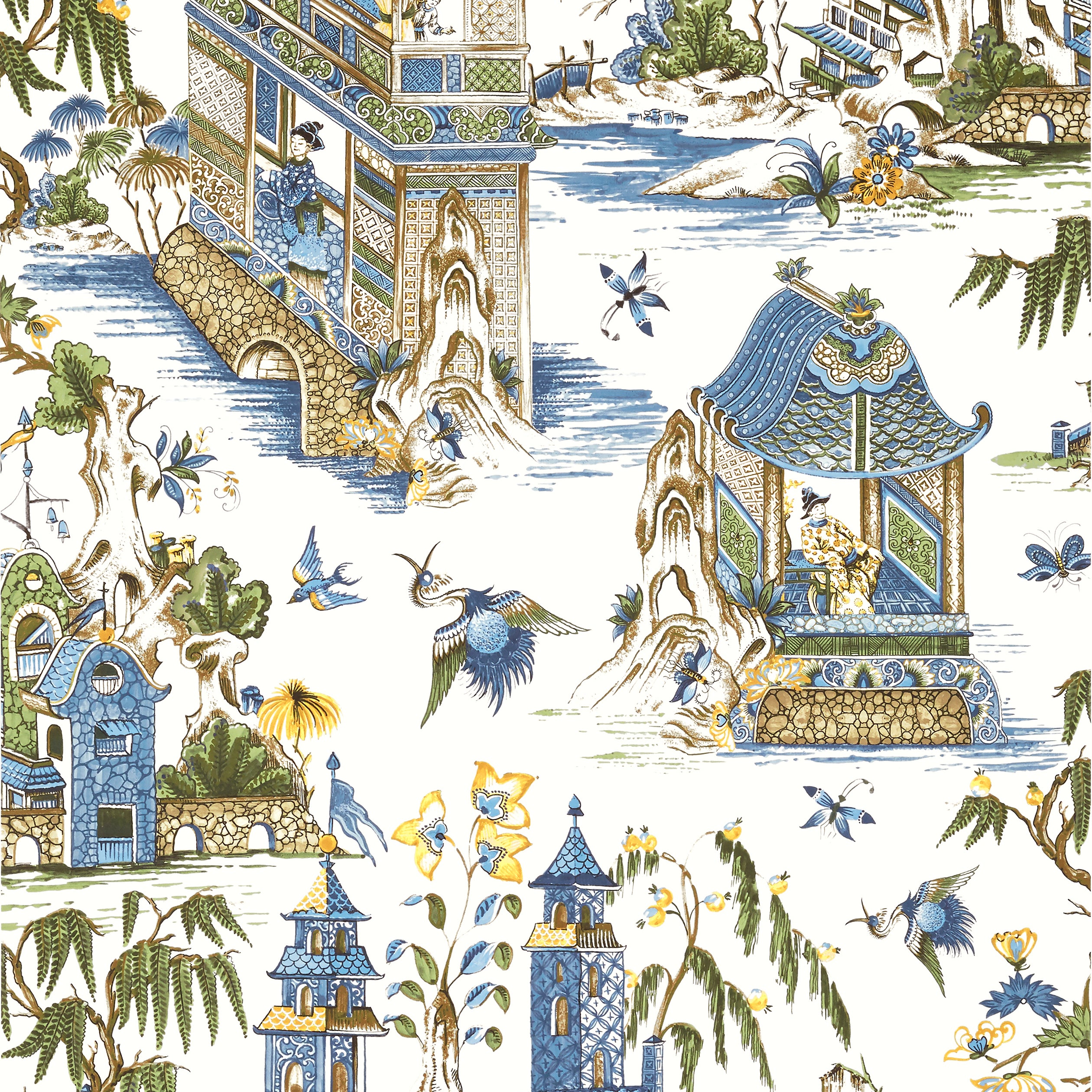 Thibaut Grand Palace Behang T13613 - Blue and Green