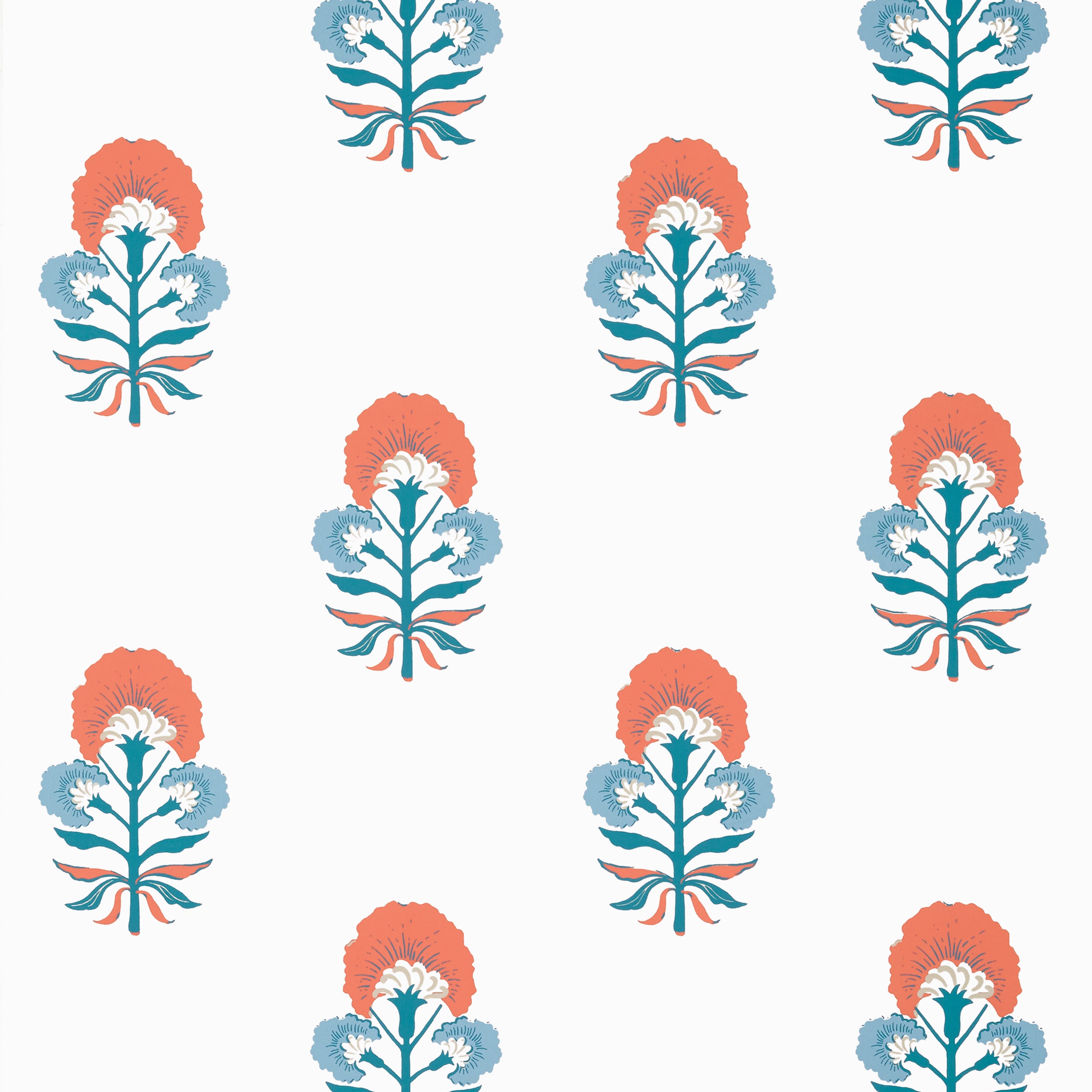 Thibaut Tybee Bud Behang T16213 - French Blue and Coral