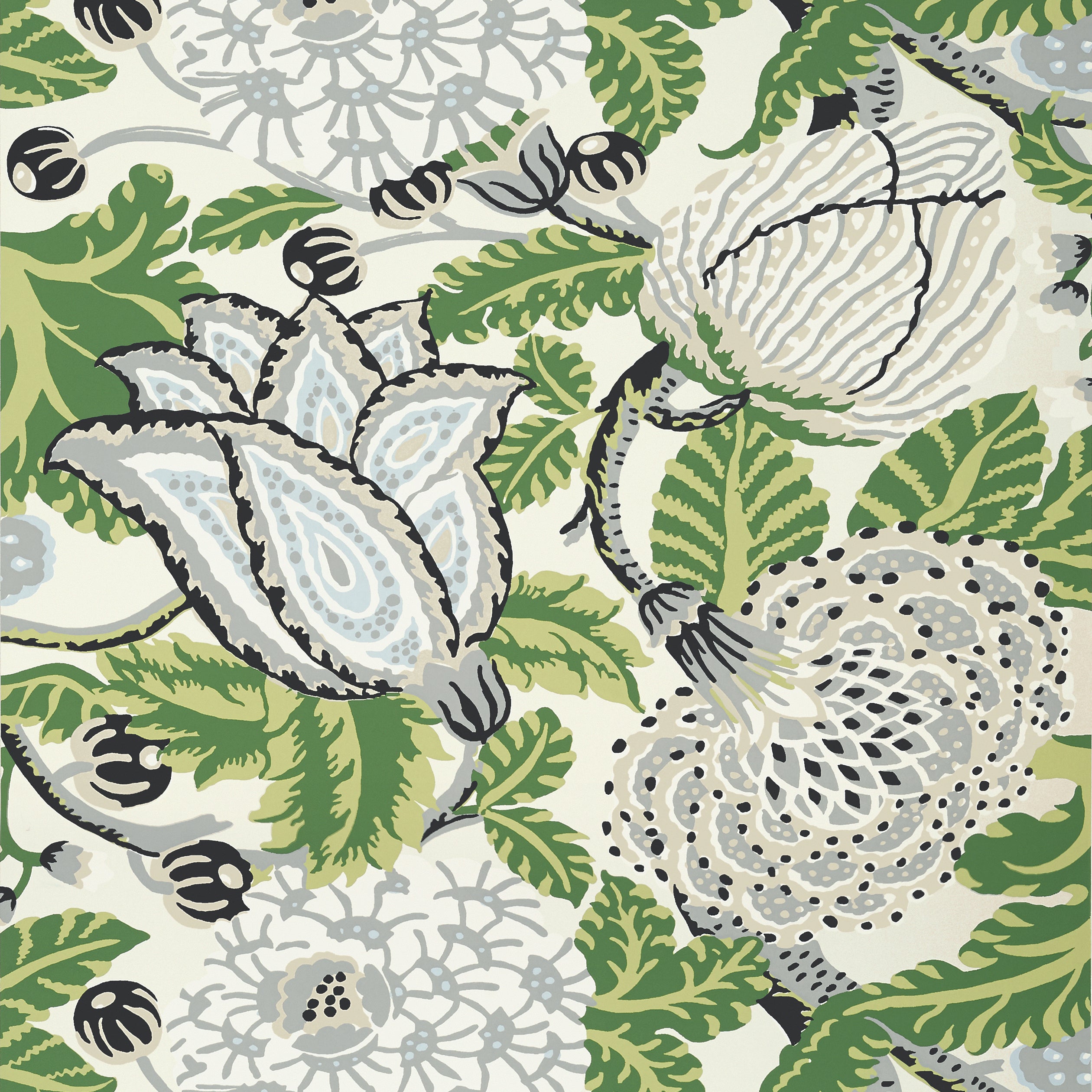 Thibaut Mitford Behang T2949 - Green and White