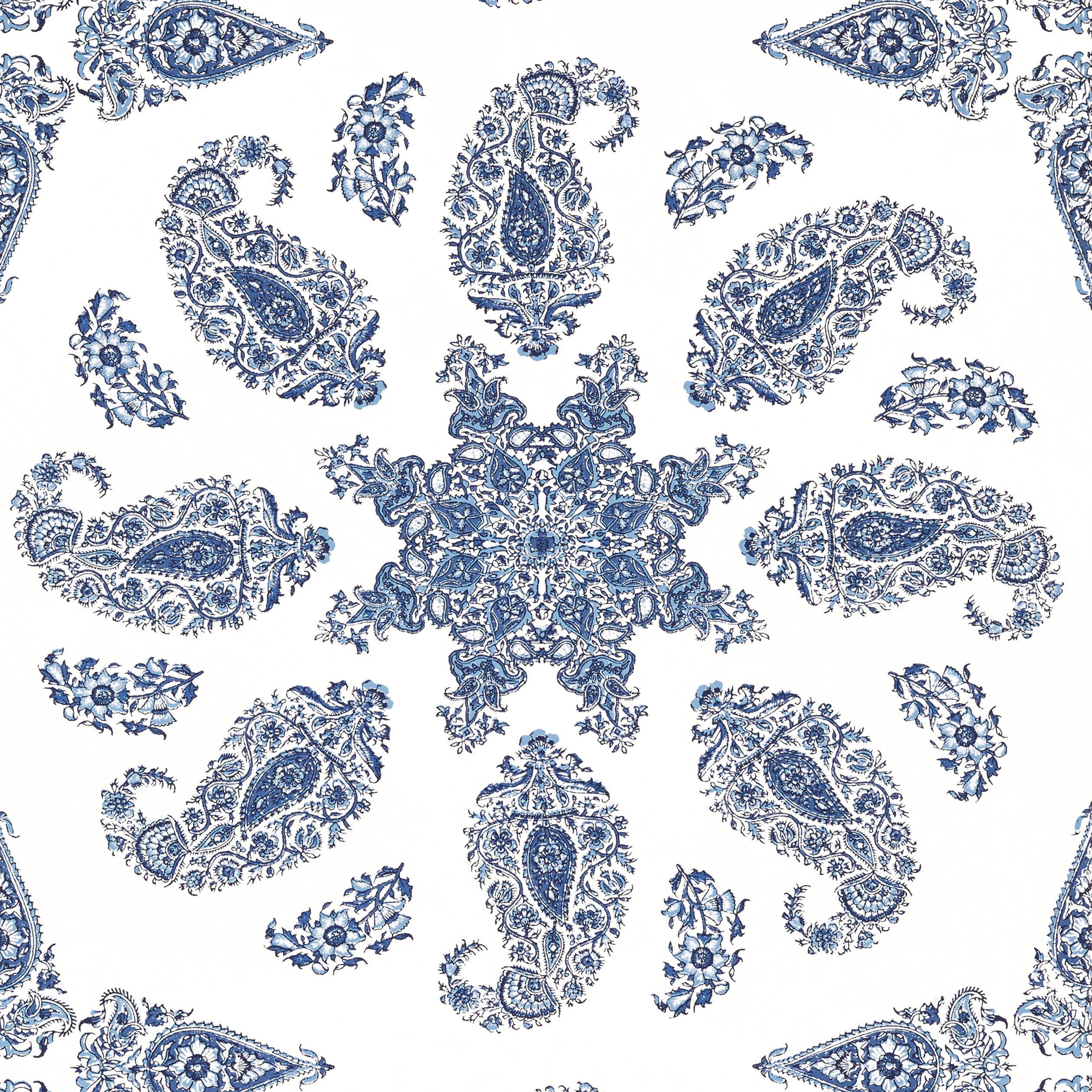 Thibaut East India Behang T36429 - Blue and White