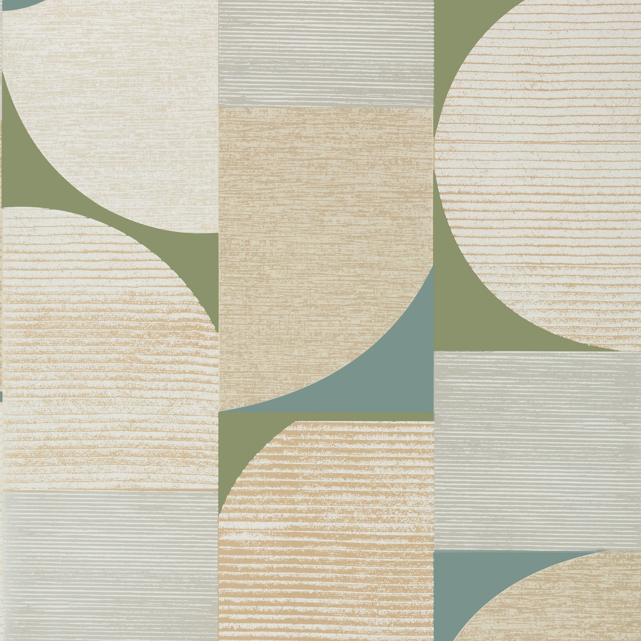 Thibaut Saturn Behang T41026 - Metallic Gold and Moss