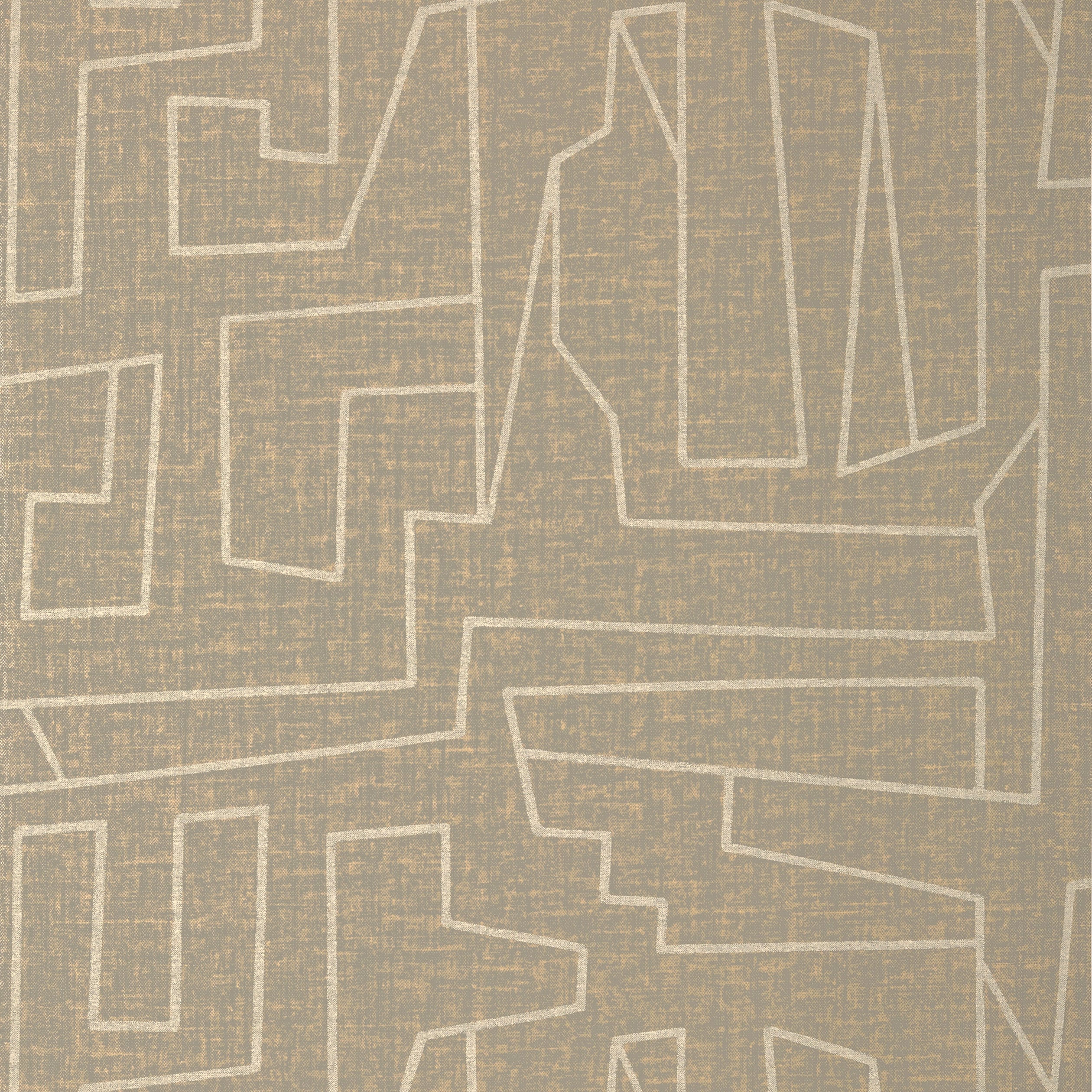 Thibaut Matrix Behang T41034 - Metallic Gold and Grey