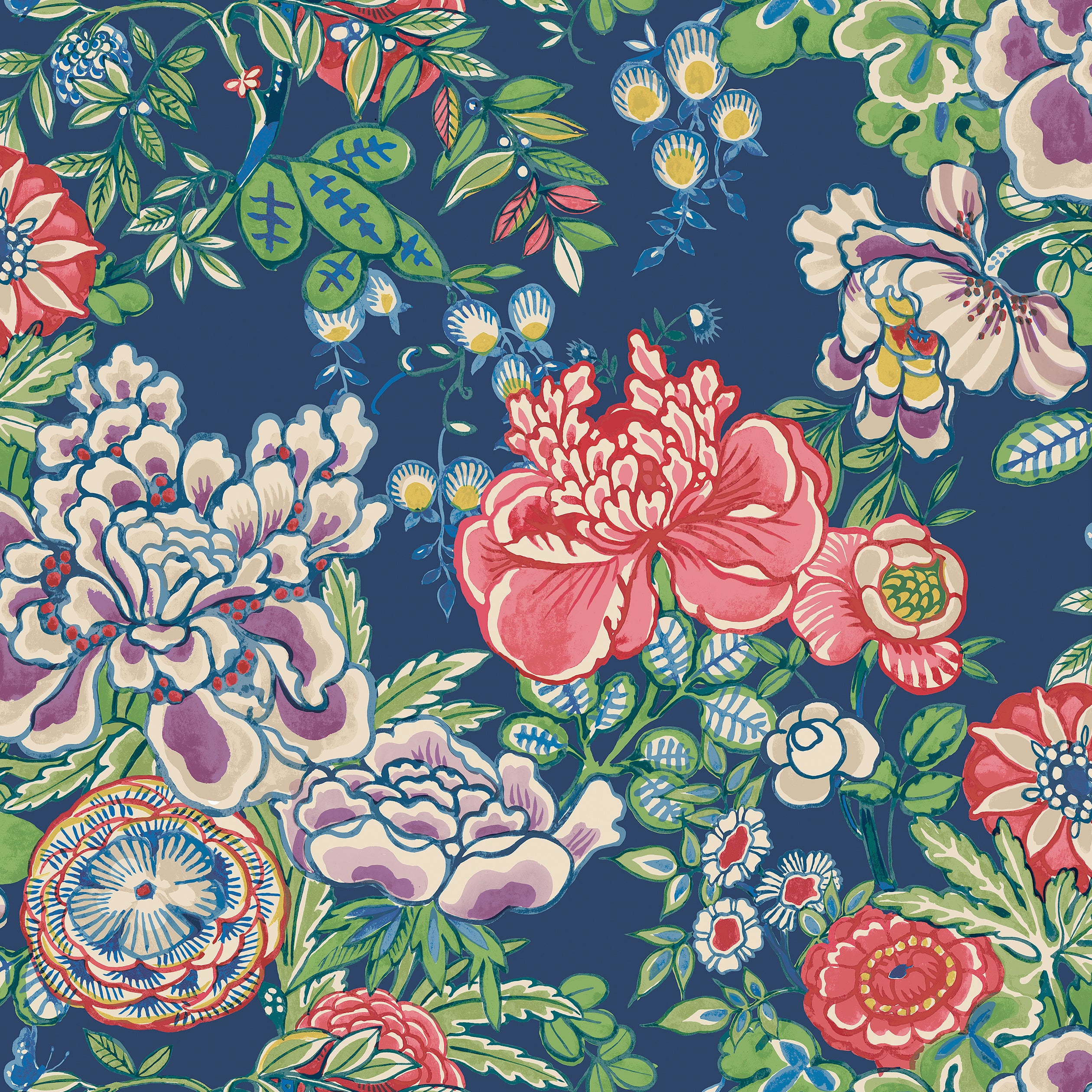 Thibaut Peony Garden Behang T42015 - Navy