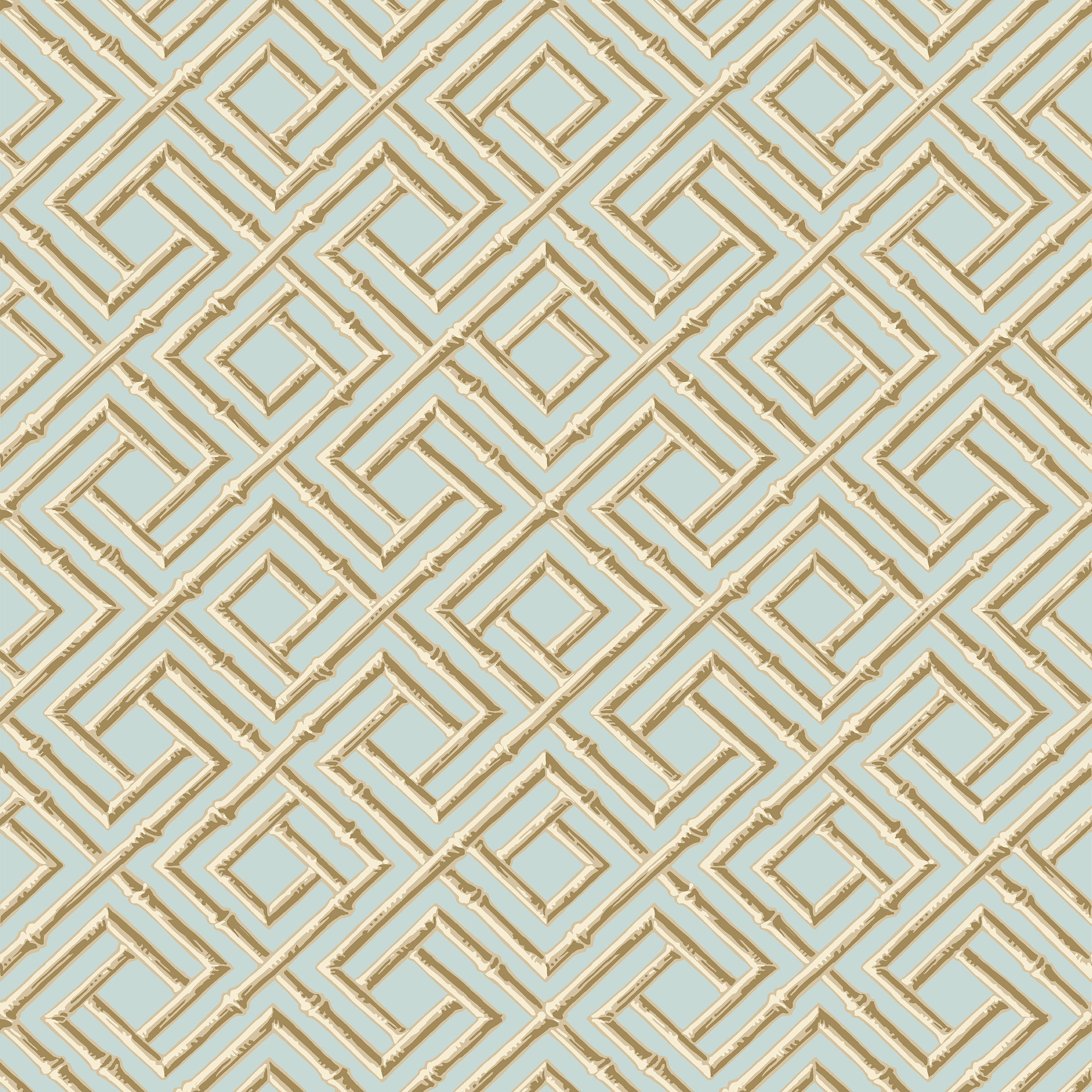 Thibaut French Lattice Behang T42046 - Blue and Beige