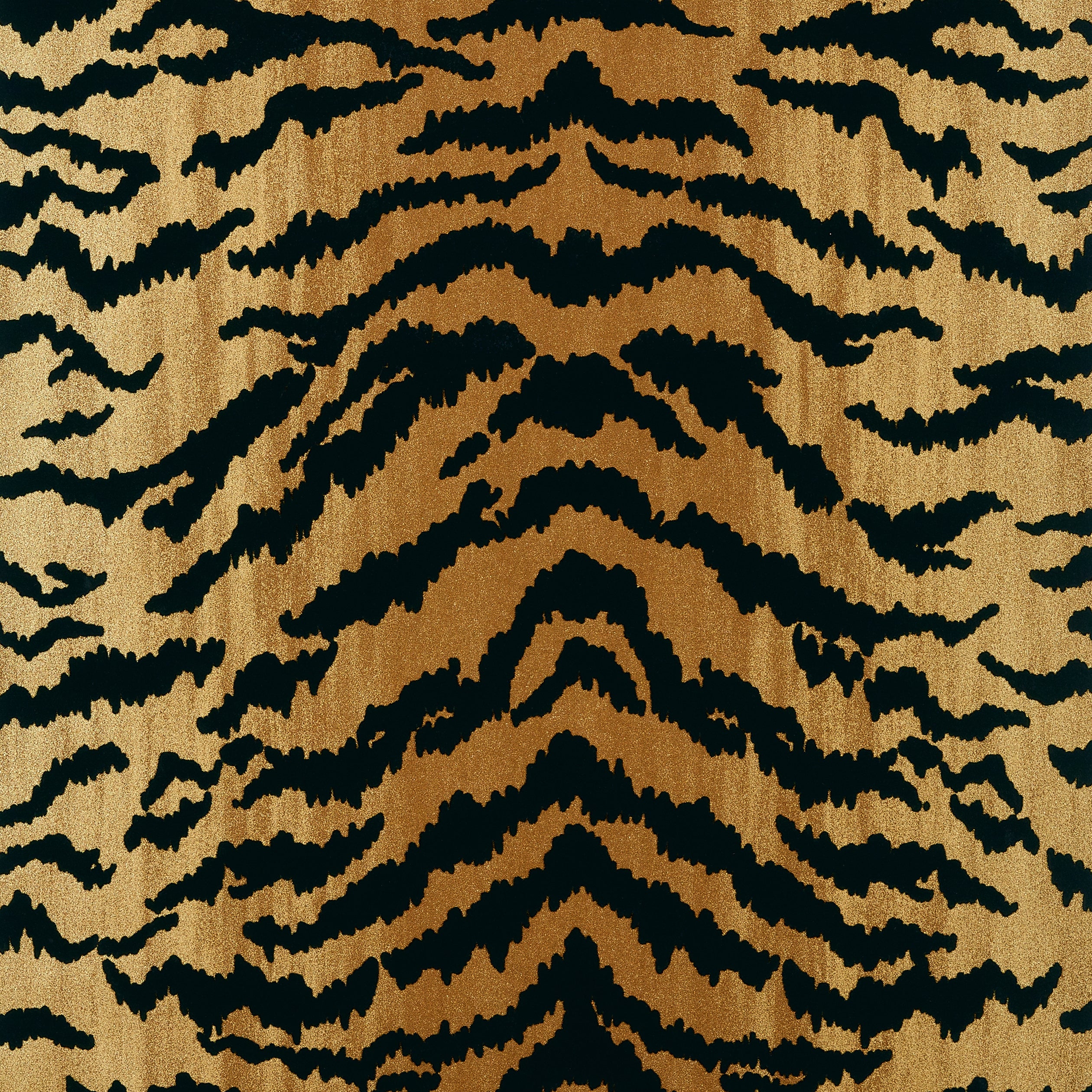 Thibaut Tiger Flock Behang T83062 - Camel and Black
