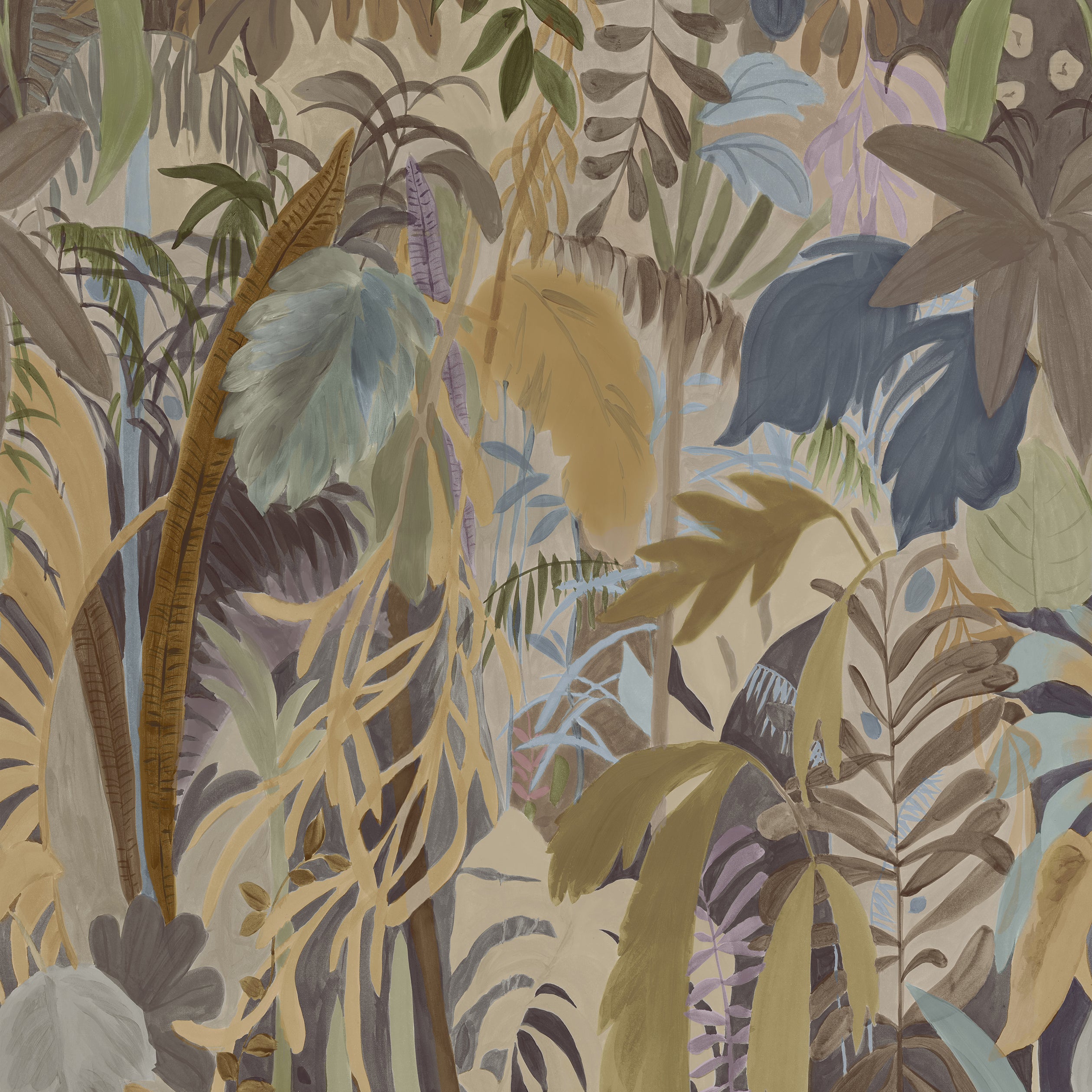 Thibaut Rainforest Mural Behang TM15854 - Neutral on Metallic
