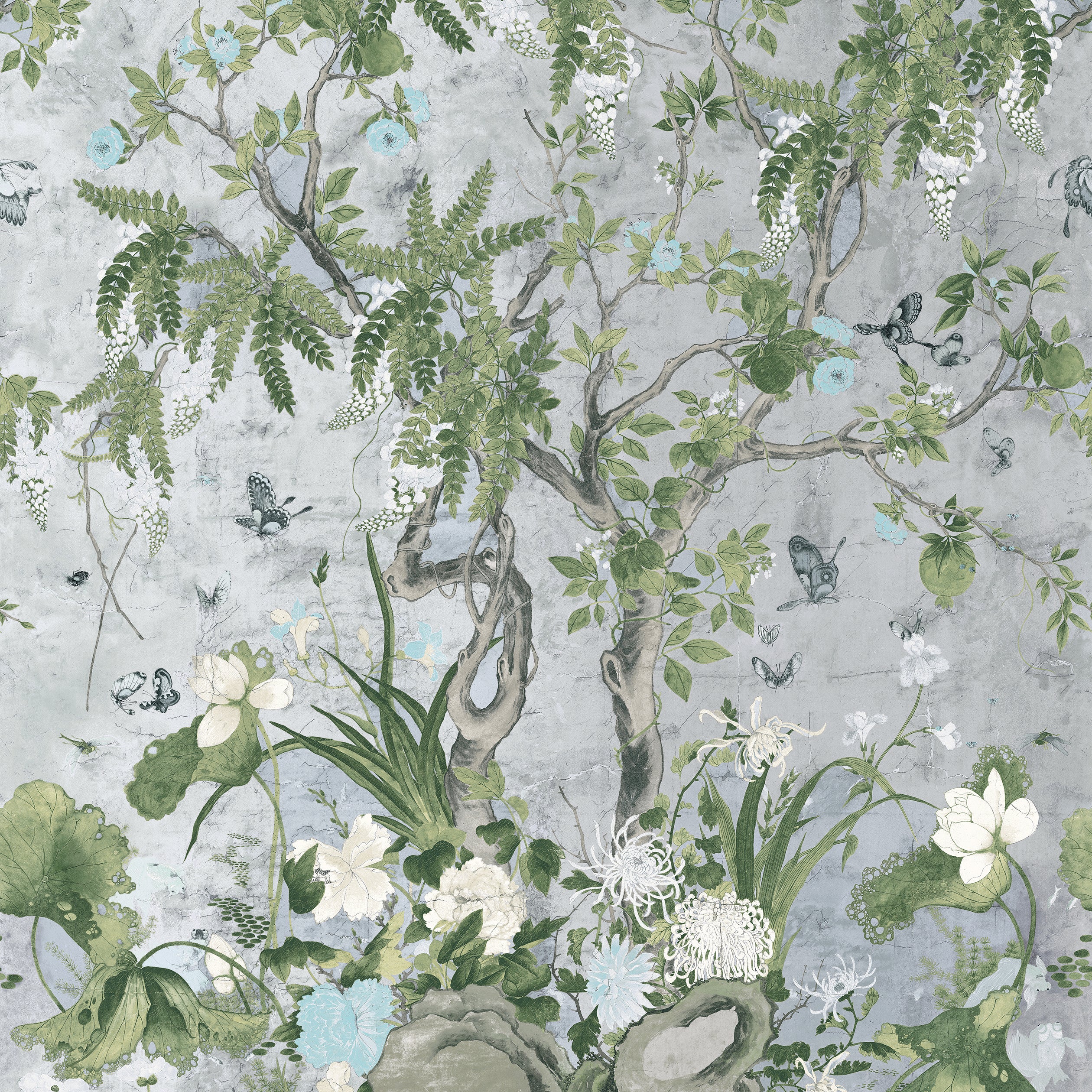 Thibaut Wild Wisteria Mural Behang TM42053 - Metallic Silver