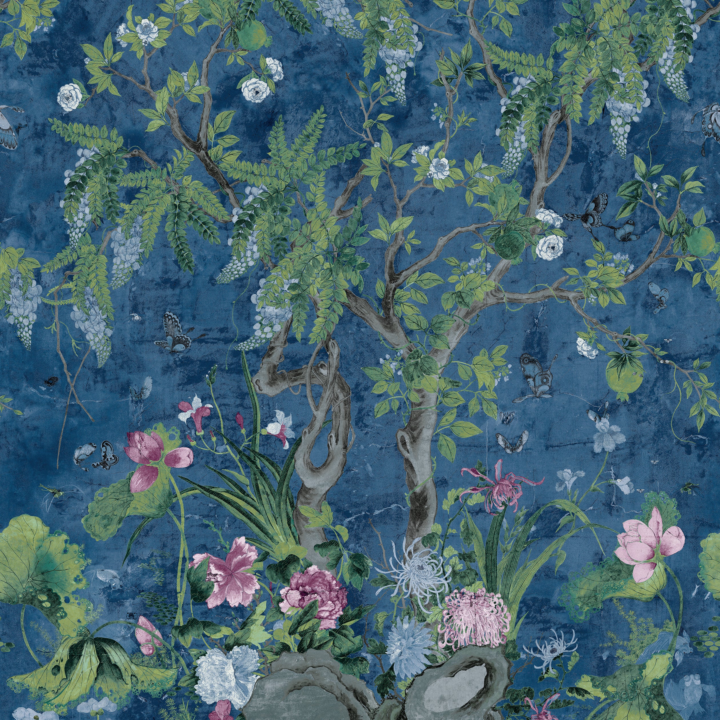 Thibaut Wild Wisteria Mural Behang TM42055 - Navy