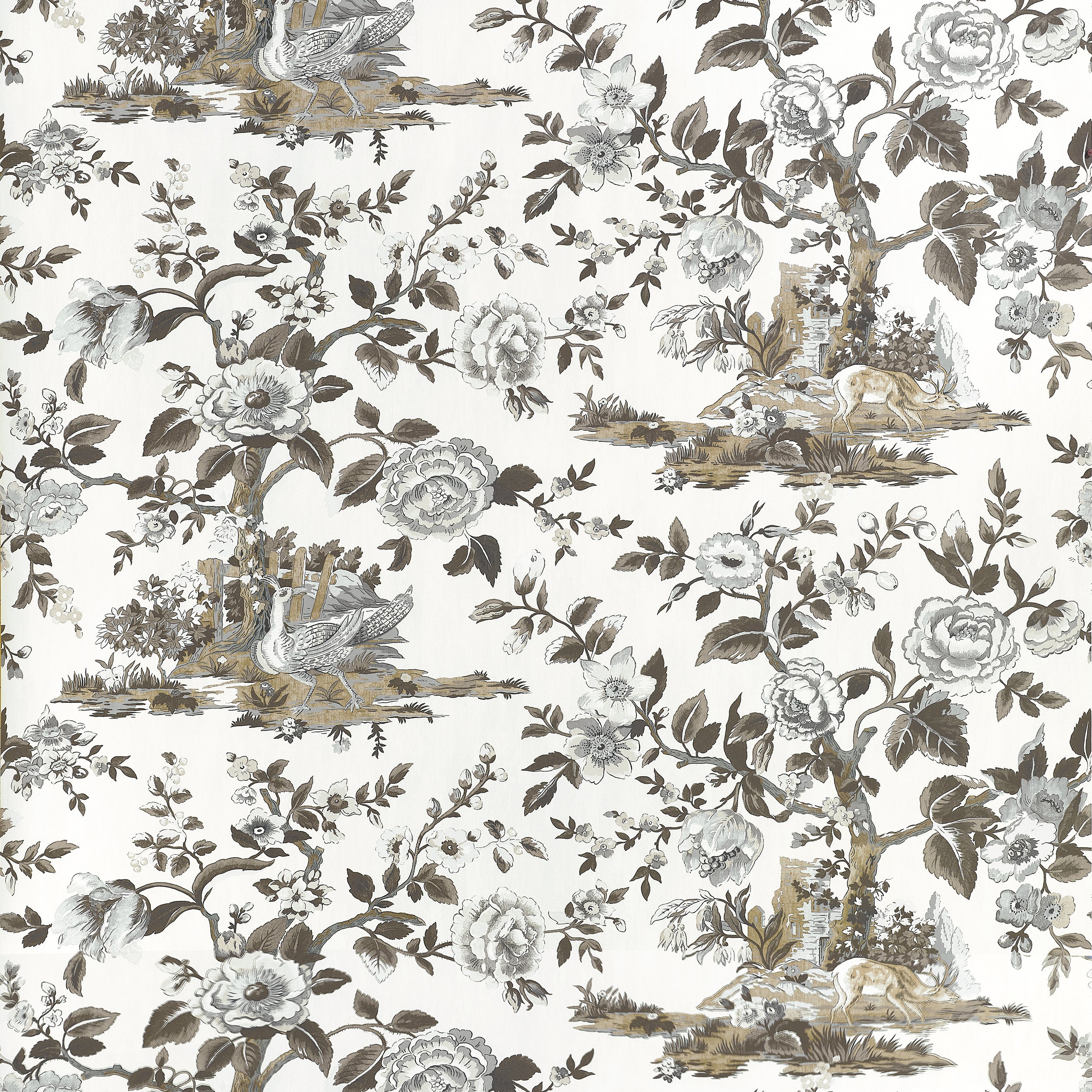 Thibaut Forest Lodge Behang TWW10540 - Brown and White