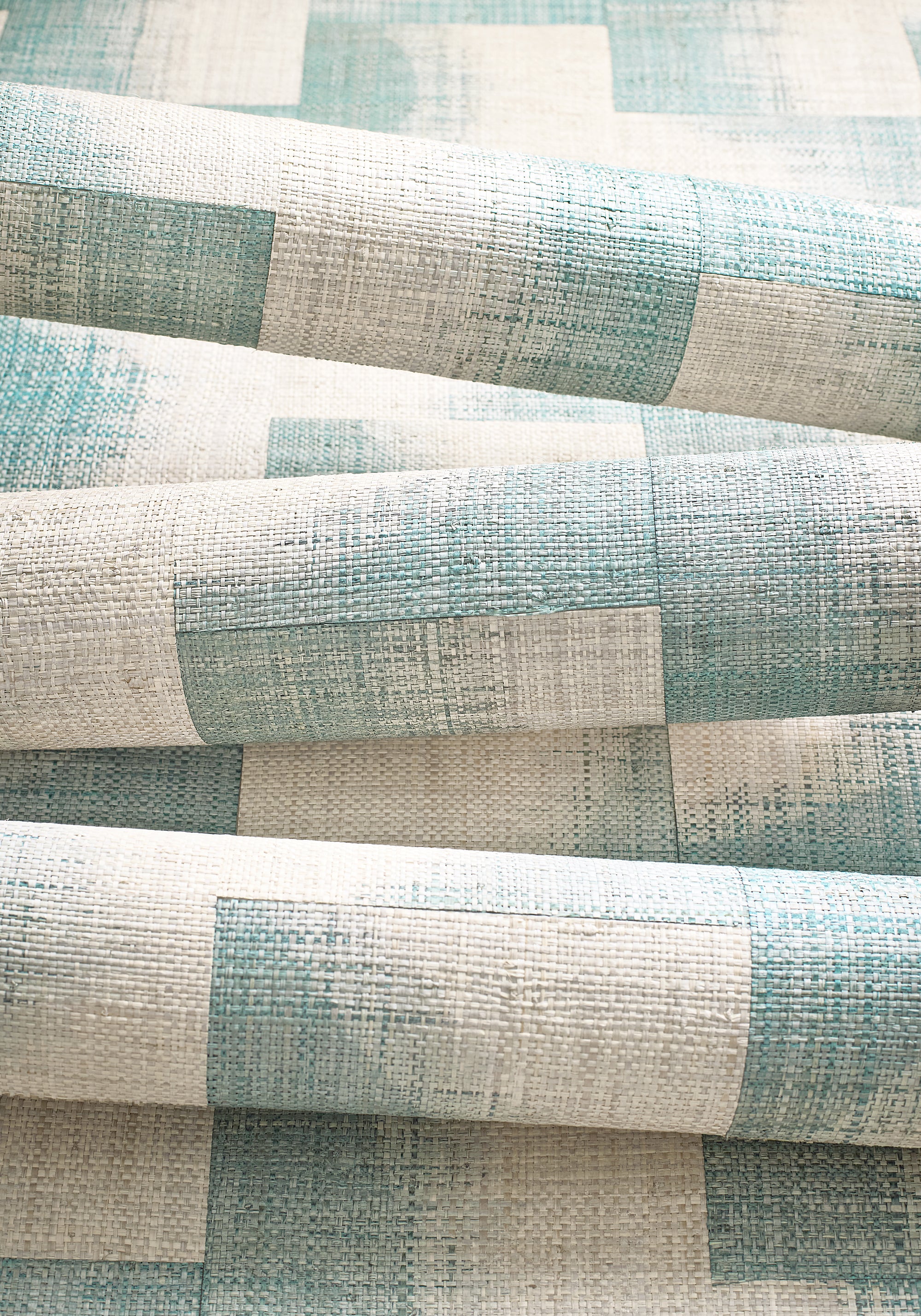 Thibaut Yutori Raffia Squares Behang T24429 - sfeerbeeld