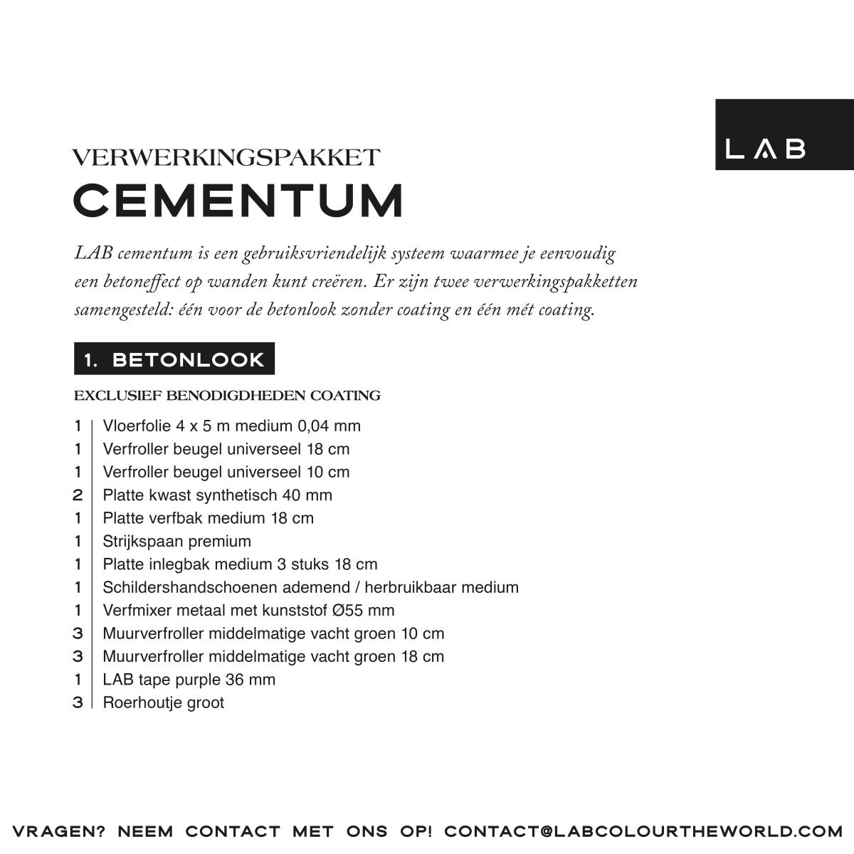 Betonlook verwerkingspakket - LAB COLOUR THE WORLD