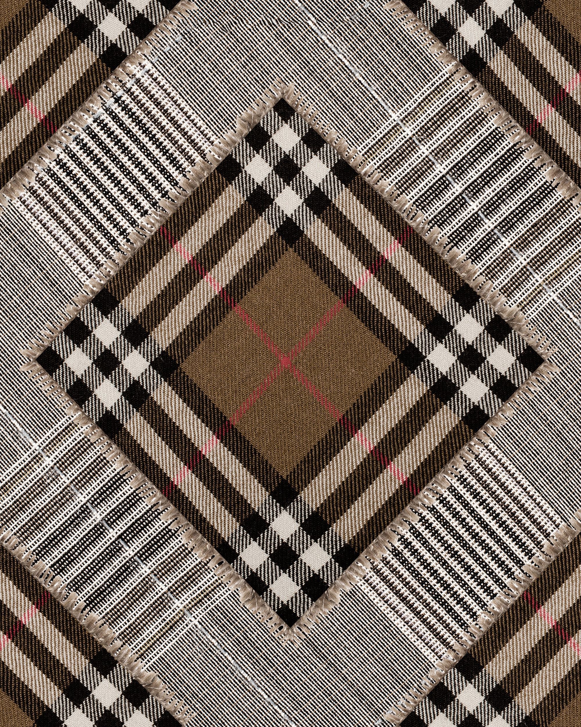 Mind The Gap Checkered Patchwork Mid Brown Behang