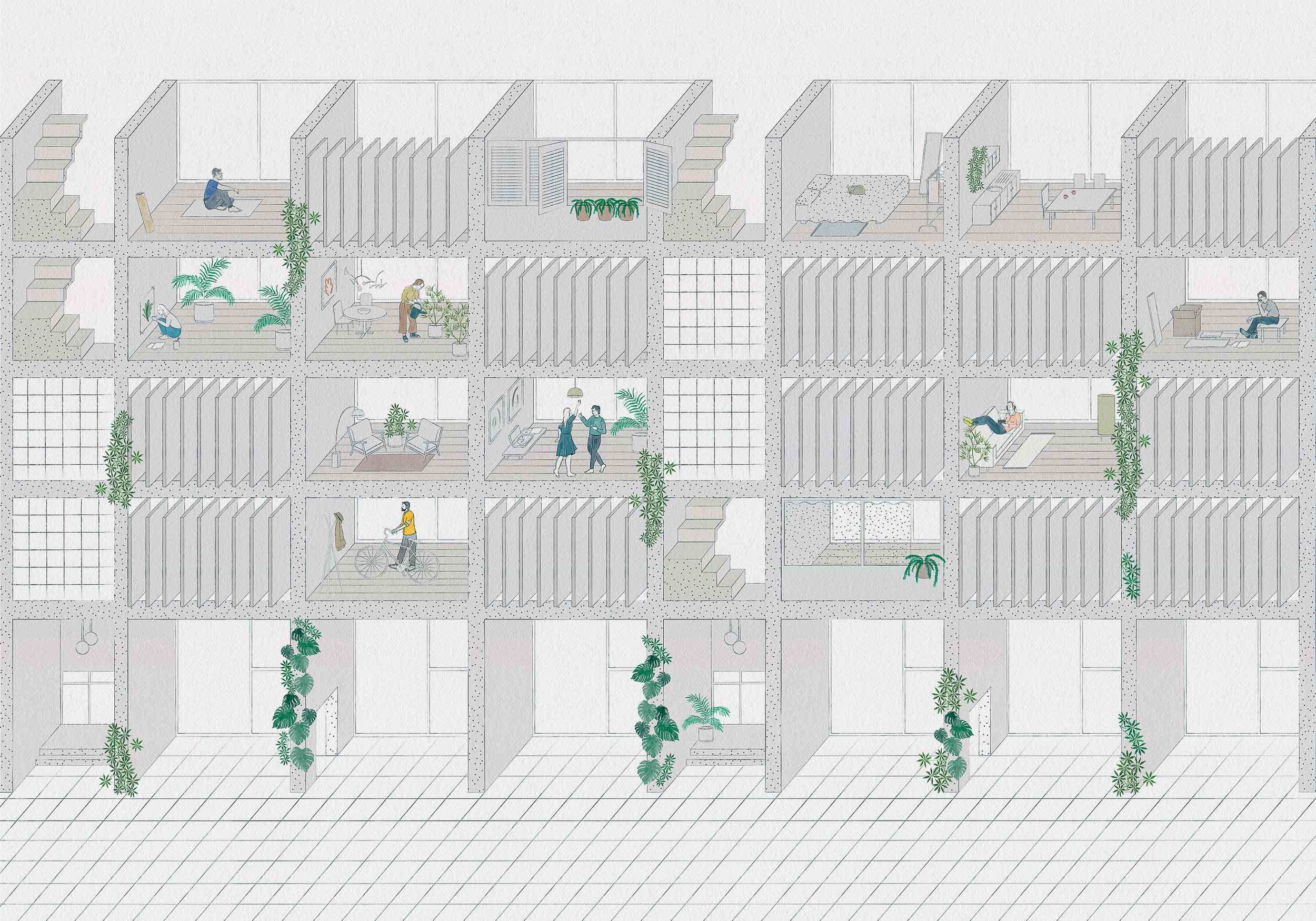 Coordonné Random Archist Campus behang 9000072 behang afbeelding 1