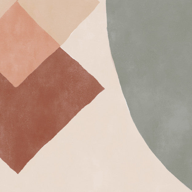Les Dominotiers Checkmate Beige / Green / Terracota / Pink Behang DOM 701