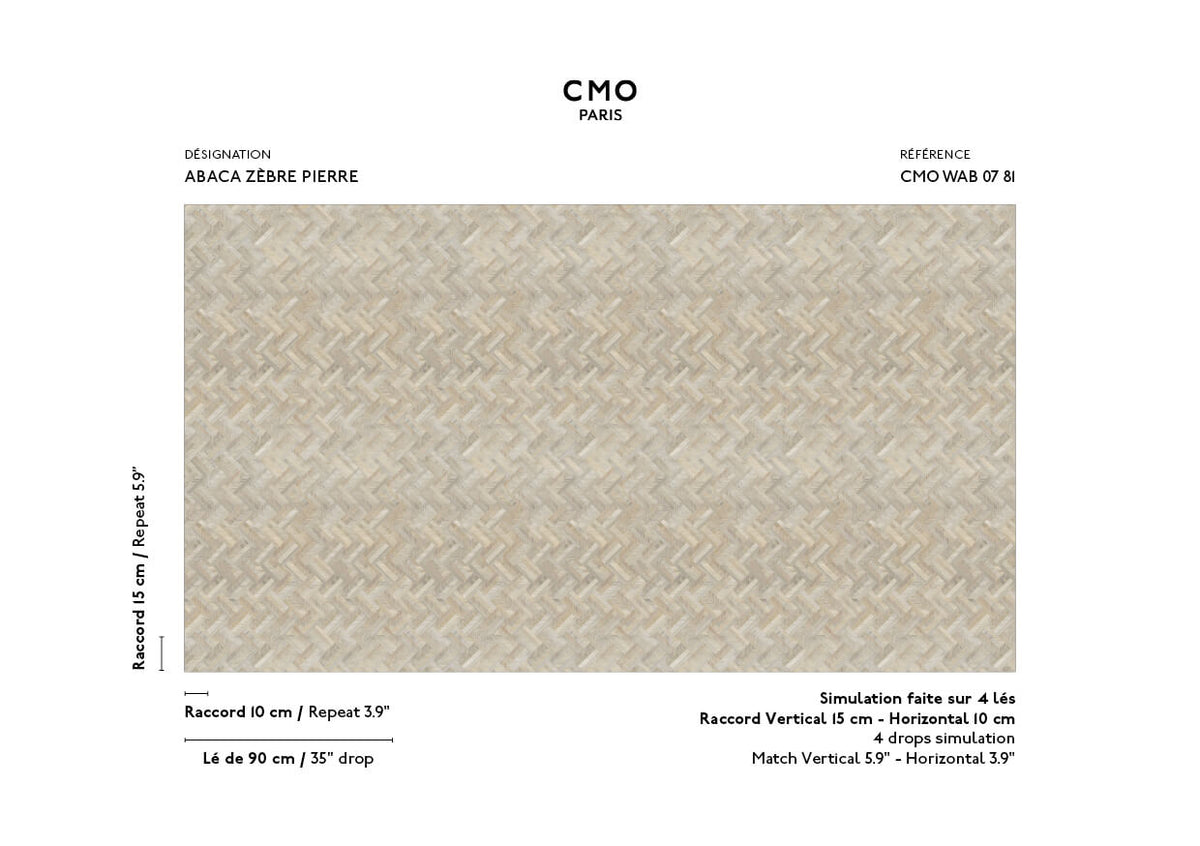 CMO Paris Abaca Zèbre Behang CMO WAB 07 - Pierre