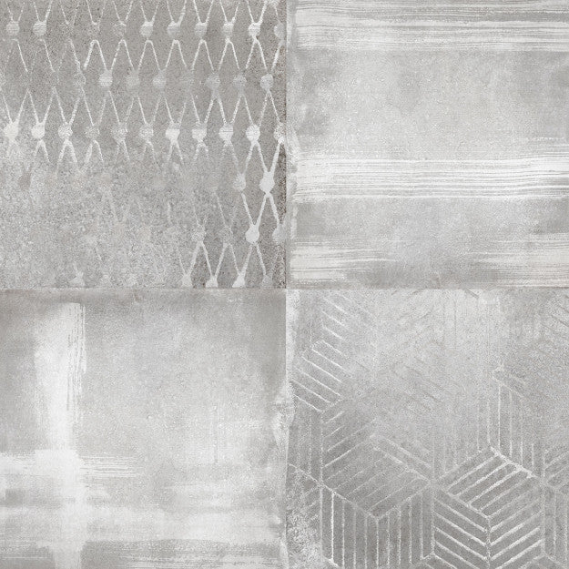 Les Dominotiers Concrete Tiles Wall Gris Behang DOM 431