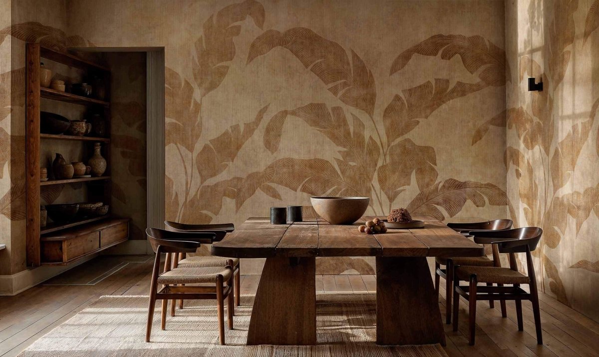 Coordonné Berber Leaves Shadow Camel behang B00466 - LAB COLOUR THE WORLD