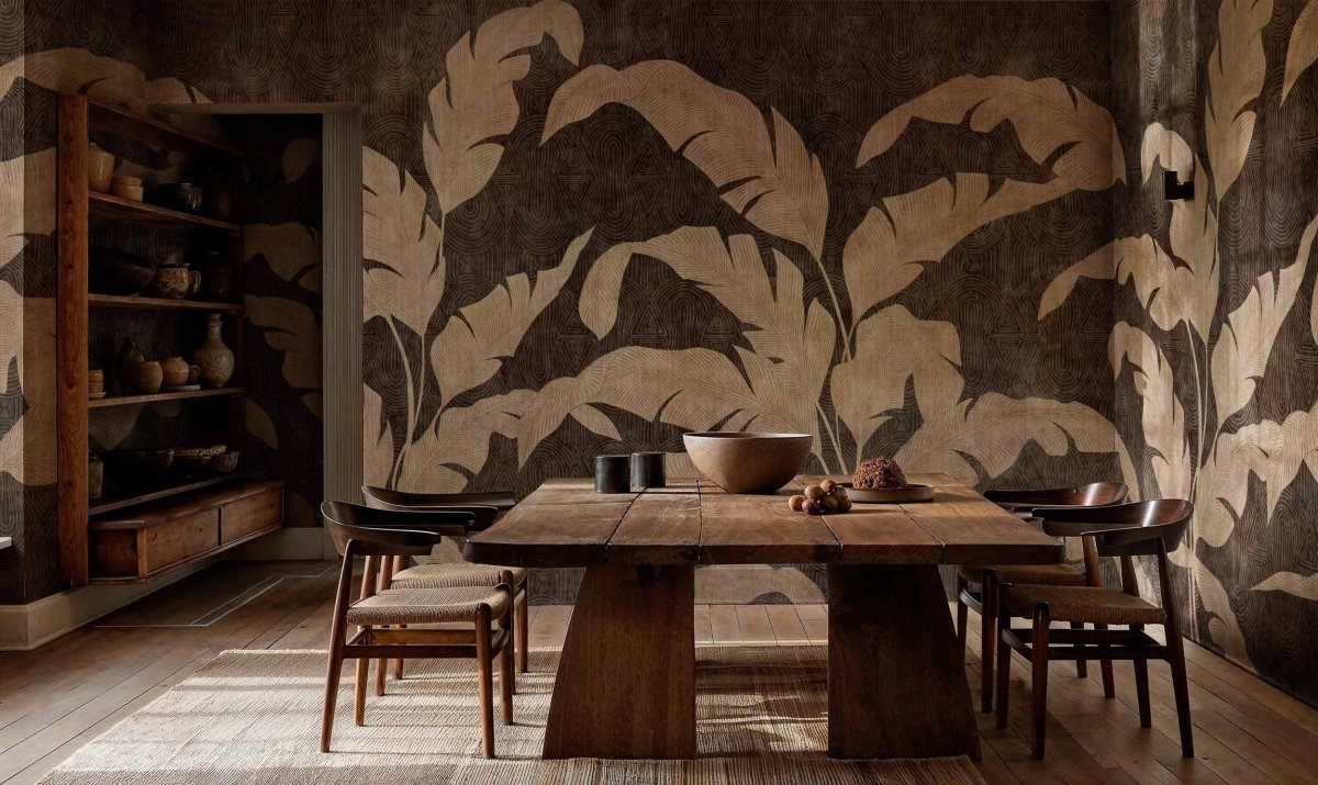 Coordonné Berber Leaves Shadow Night behang B00465 - LAB COLOUR THE WORLD