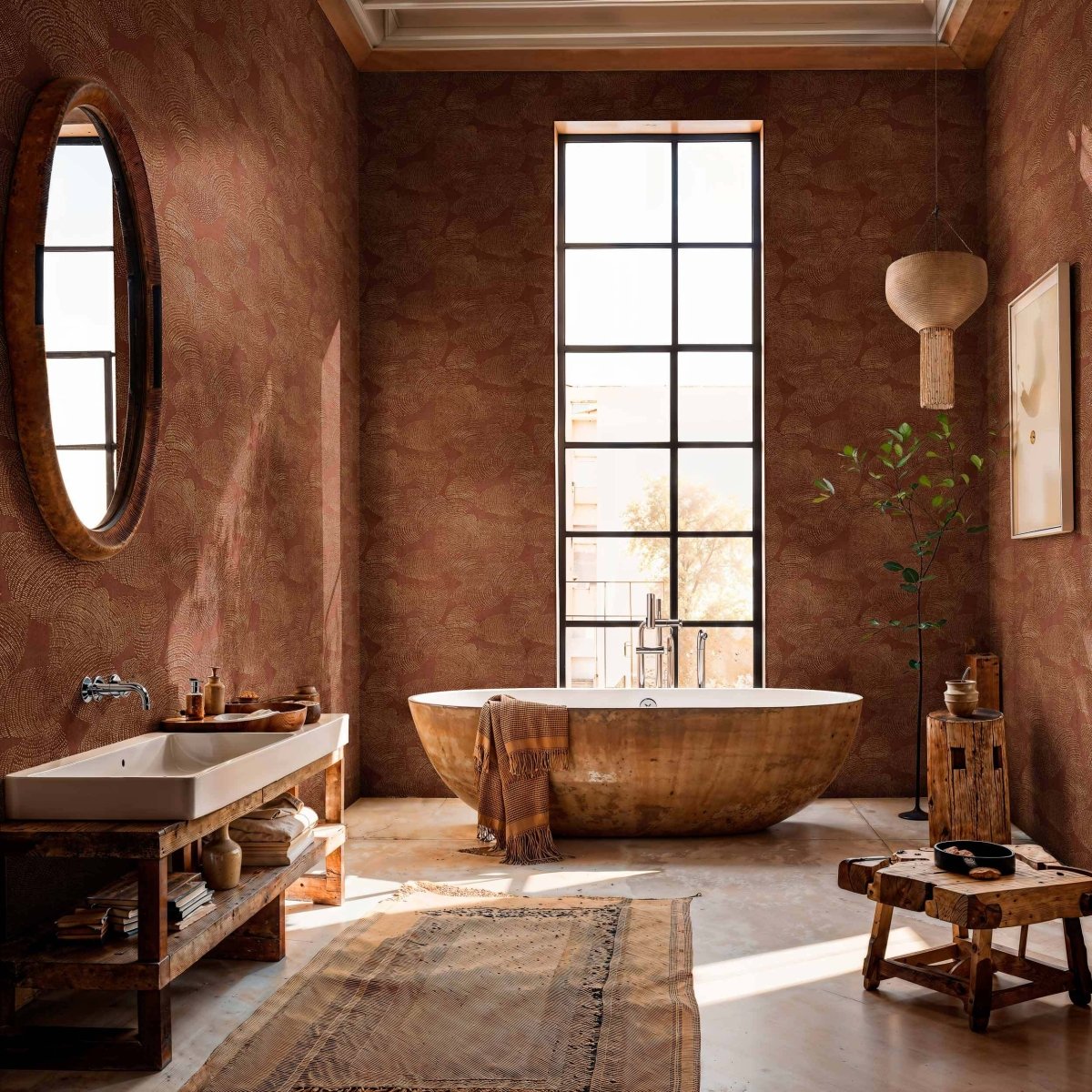 Coordonné Berber Rif Relief Burgundy behang B00407 - LAB COLOUR THE WORLD