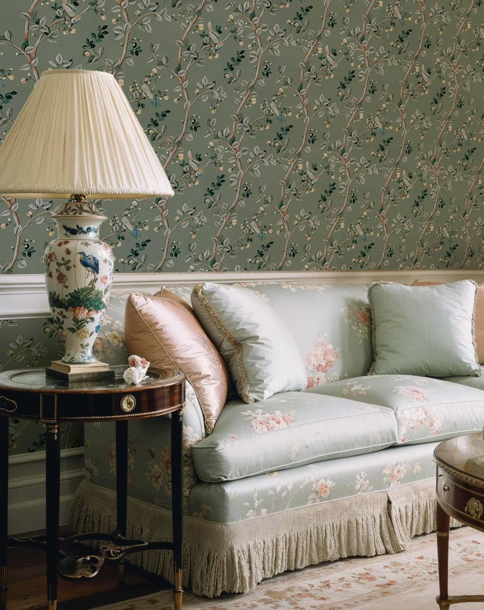 Coordonné Forbidden City Birds Prosperity Jade behang B00118 - LAB COLOUR THE WORLD