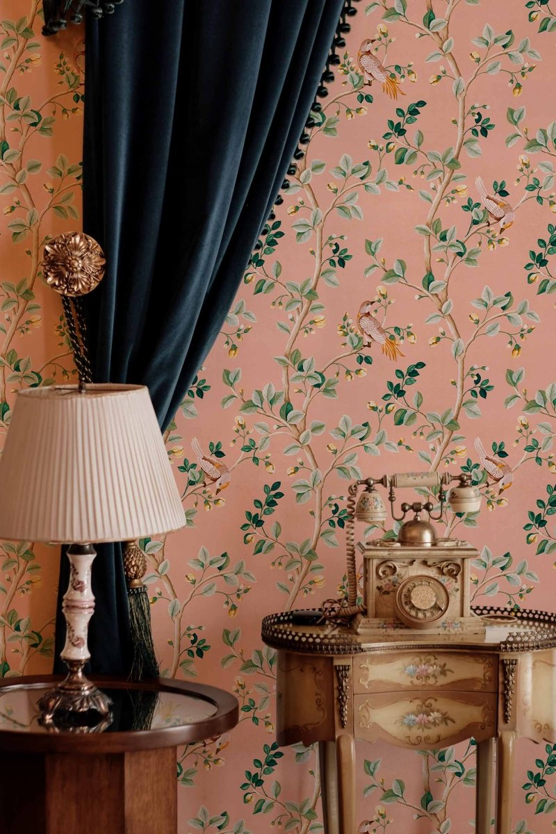 Coordonné Forbidden City Birds Prosperity Rose behang B00124 - LAB COLOUR THE WORLD