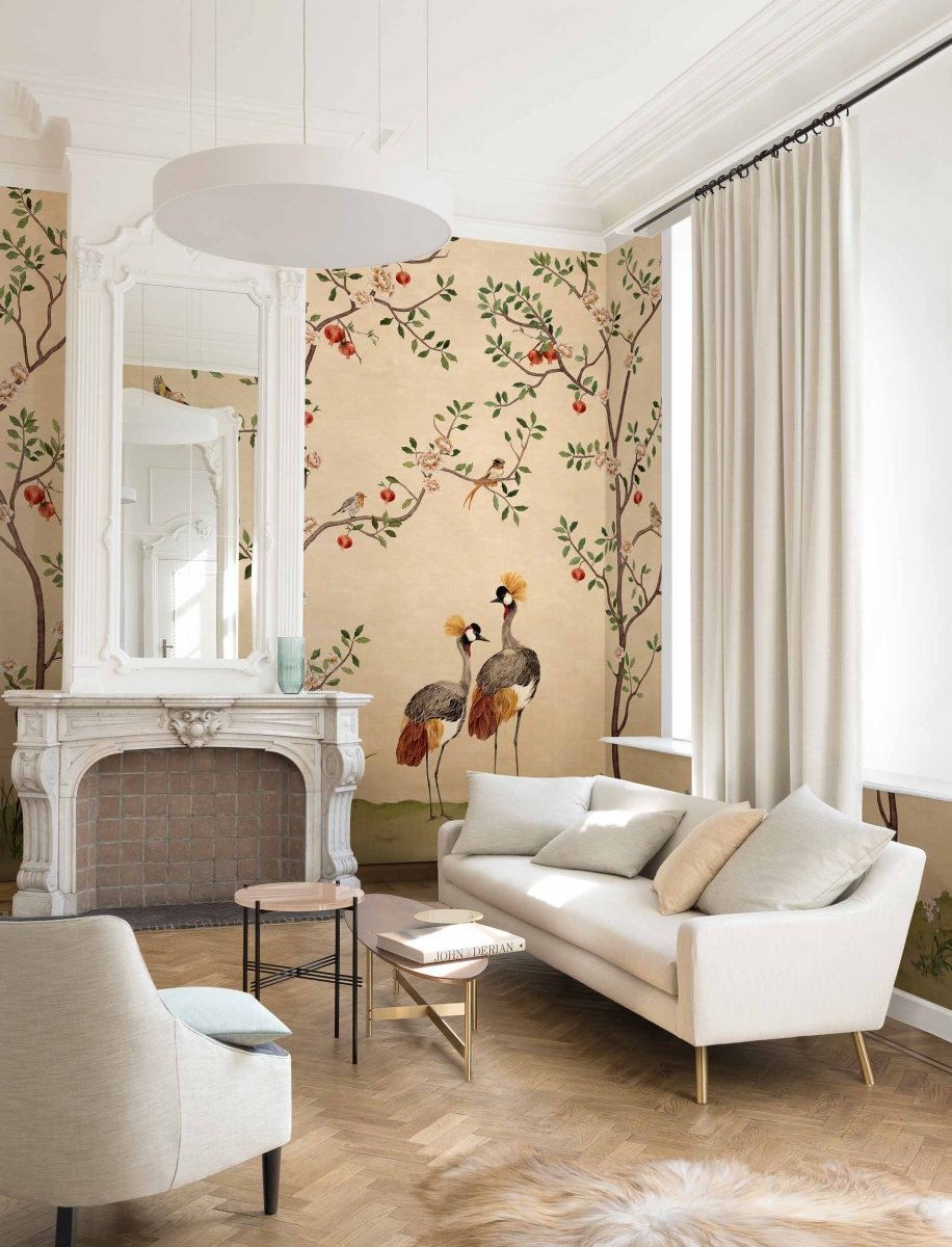 Coordonné Forbidden City Crowned Crane Nacre behang B00164 - LAB COLOUR THE WORLD
